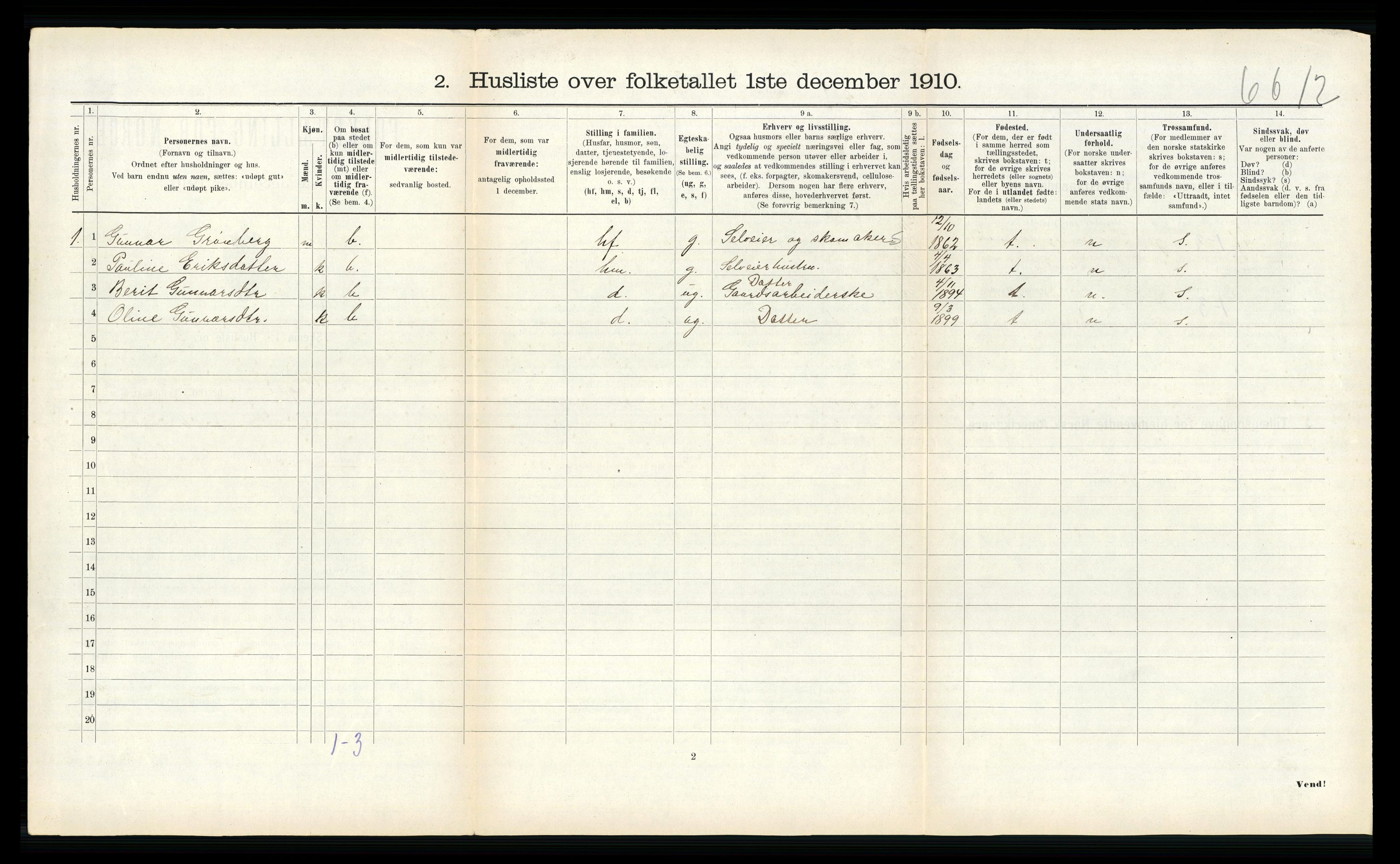 RA, 1910 census for Hegra, 1910, p. 701