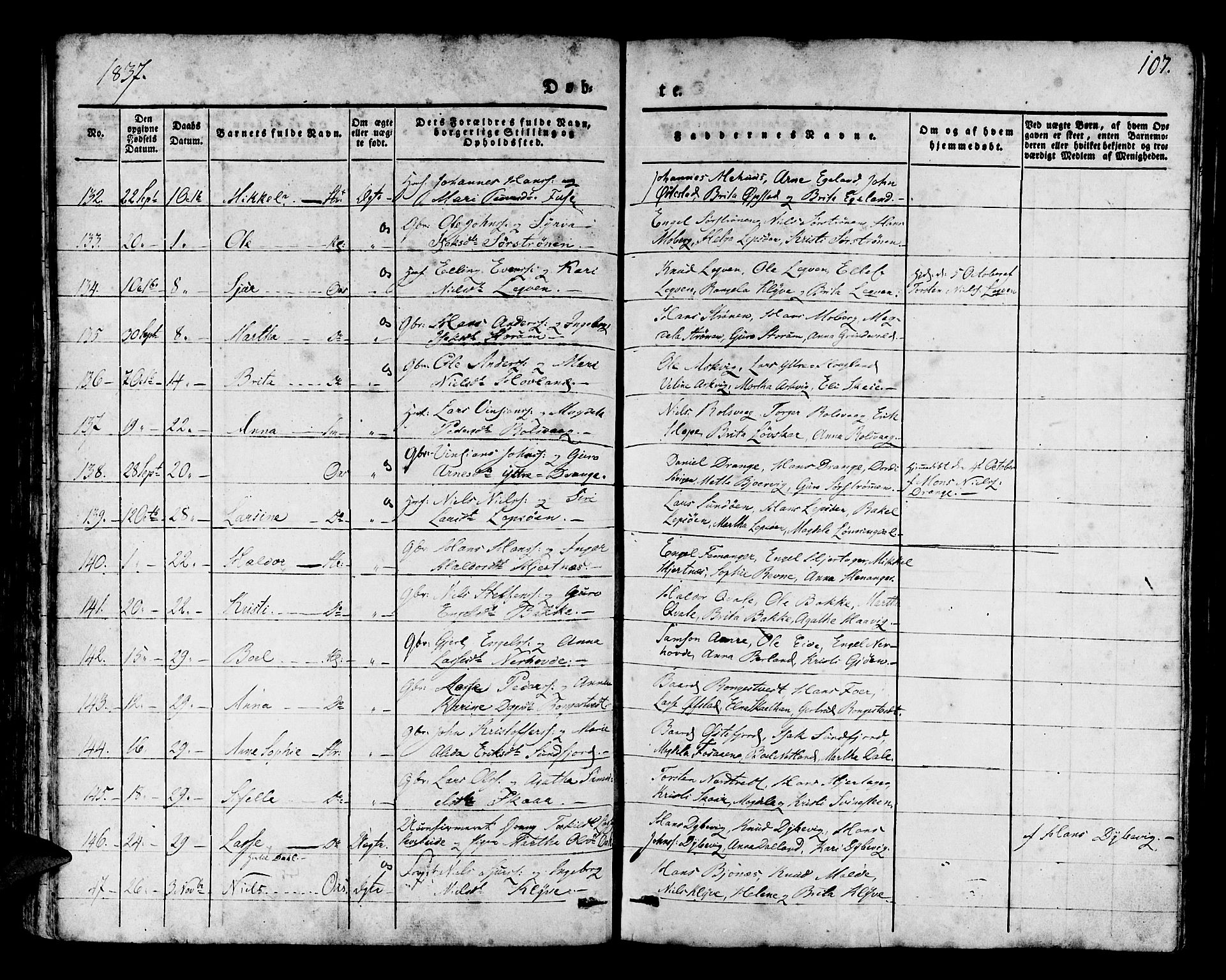 Os sokneprestembete, SAB/A-99929: Parish register (official) no. A 14, 1826-1839, p. 107