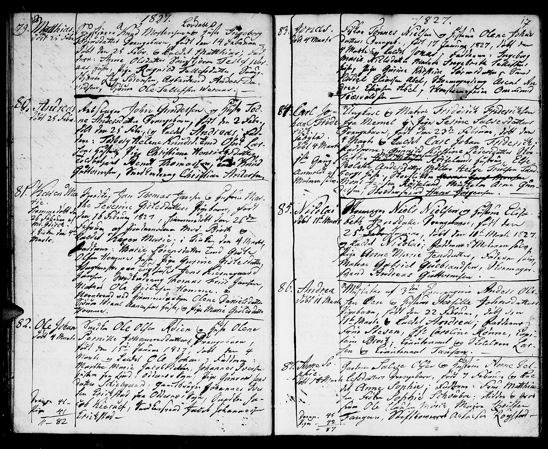 Kristiansand domprosti, AV/SAK-1112-0006/F/Fb/L0004: Parish register (copy) no. B 4, 1826-1827, p. 16-17