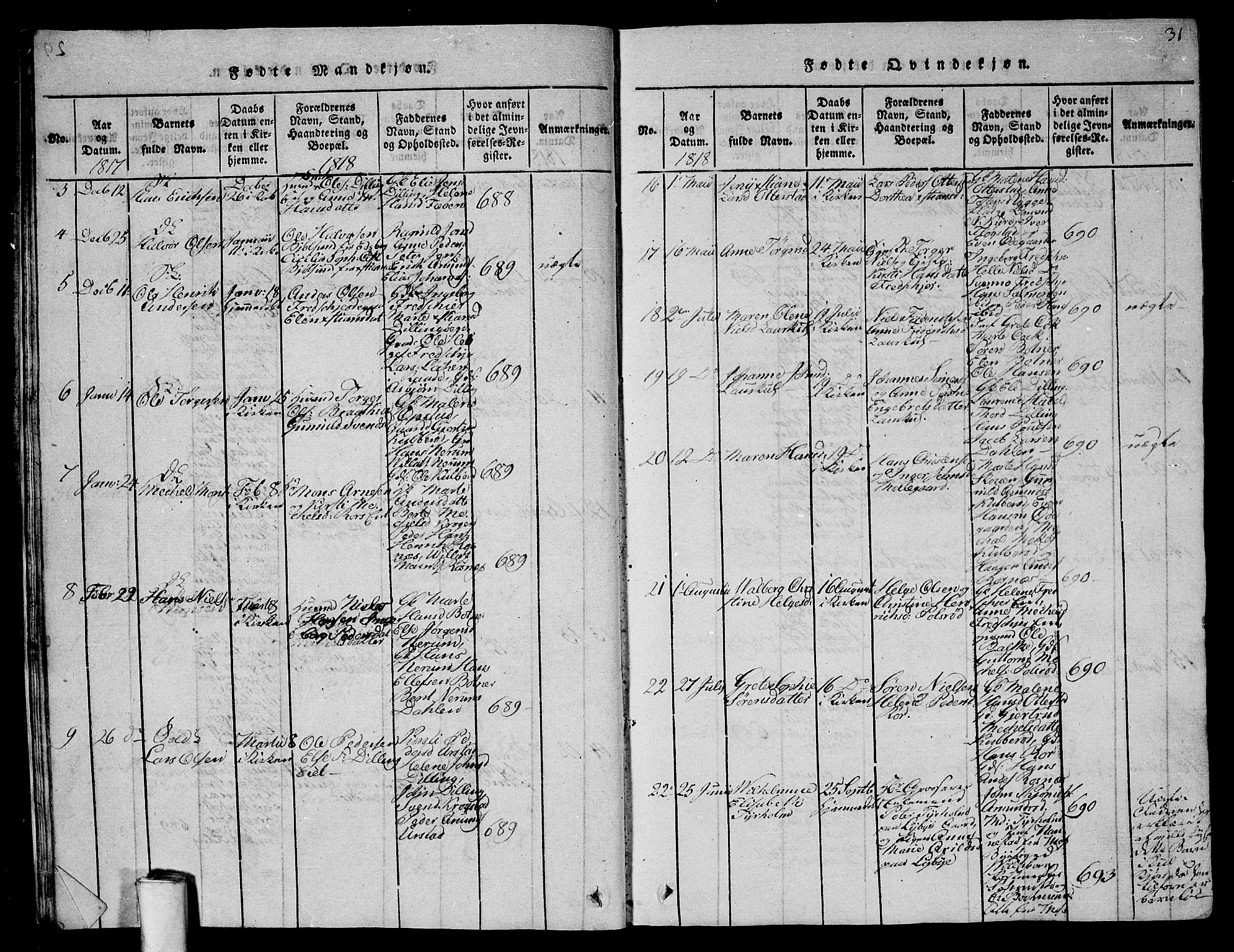 Rygge prestekontor Kirkebøker, AV/SAO-A-10084b/G/Ga/L0001: Parish register (copy) no. 1, 1814-1871, p. 30-31