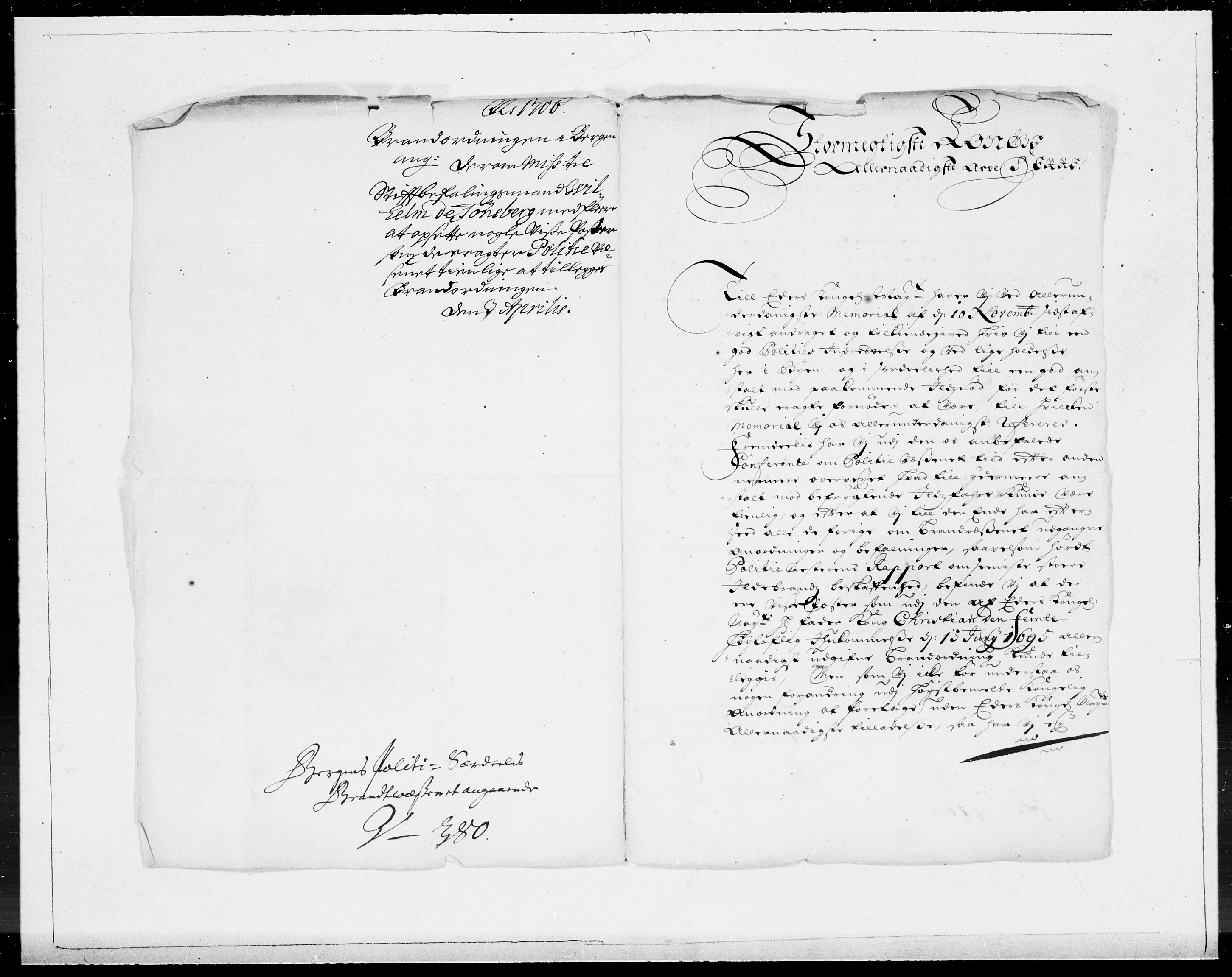 Danske Kanselli 1572-1799, RA/EA-3023/F/Fc/Fcc/Fcca/L0060: Norske innlegg 1572-1799, Mgl. nov.-des., 1706, p. 184