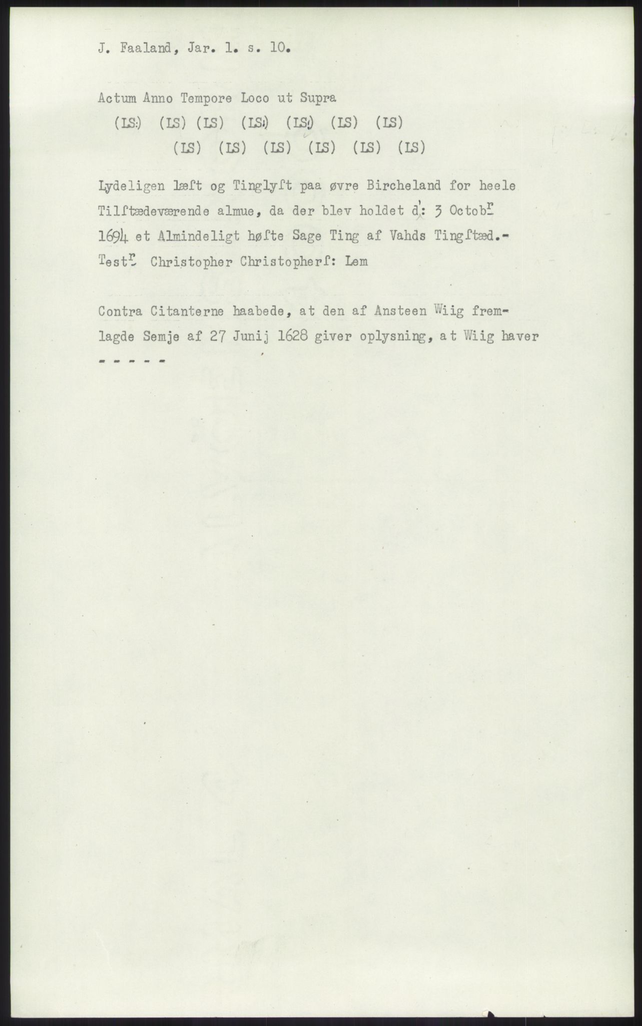 Samlinger til kildeutgivelse, Diplomavskriftsamlingen, AV/RA-EA-4053/H/Ha, p. 1063