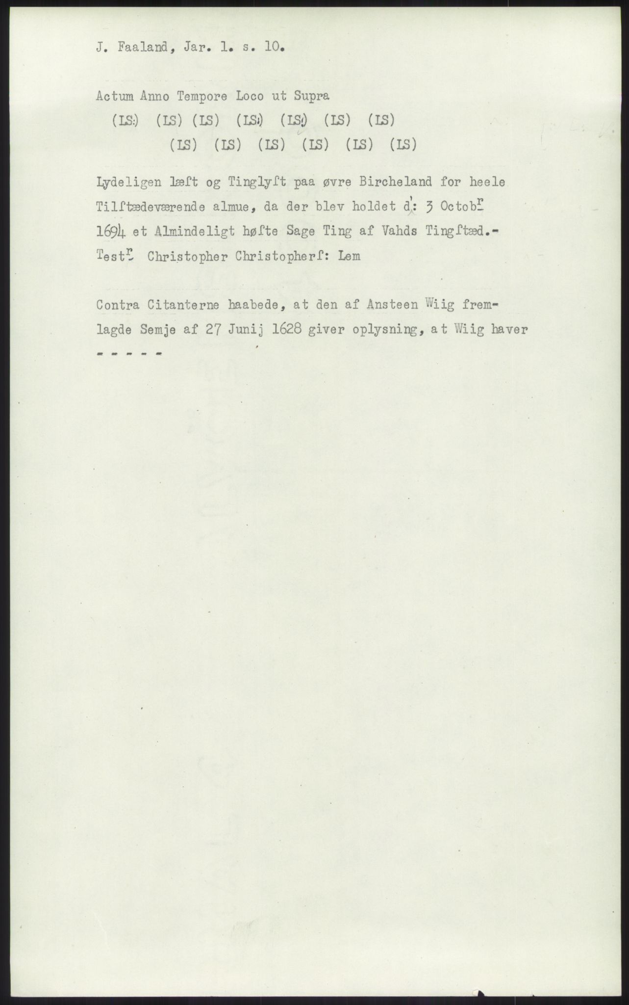 Samlinger til kildeutgivelse, Diplomavskriftsamlingen, AV/RA-EA-4053/H/Ha, p. 1063