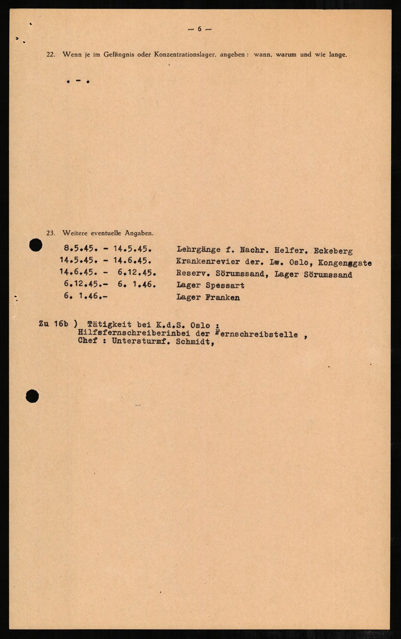 Forsvaret, Forsvarets overkommando II, AV/RA-RAFA-3915/D/Db/L0001: CI Questionaires. Tyske okkupasjonsstyrker i Norge. Tyskere., 1945-1946, p. 252