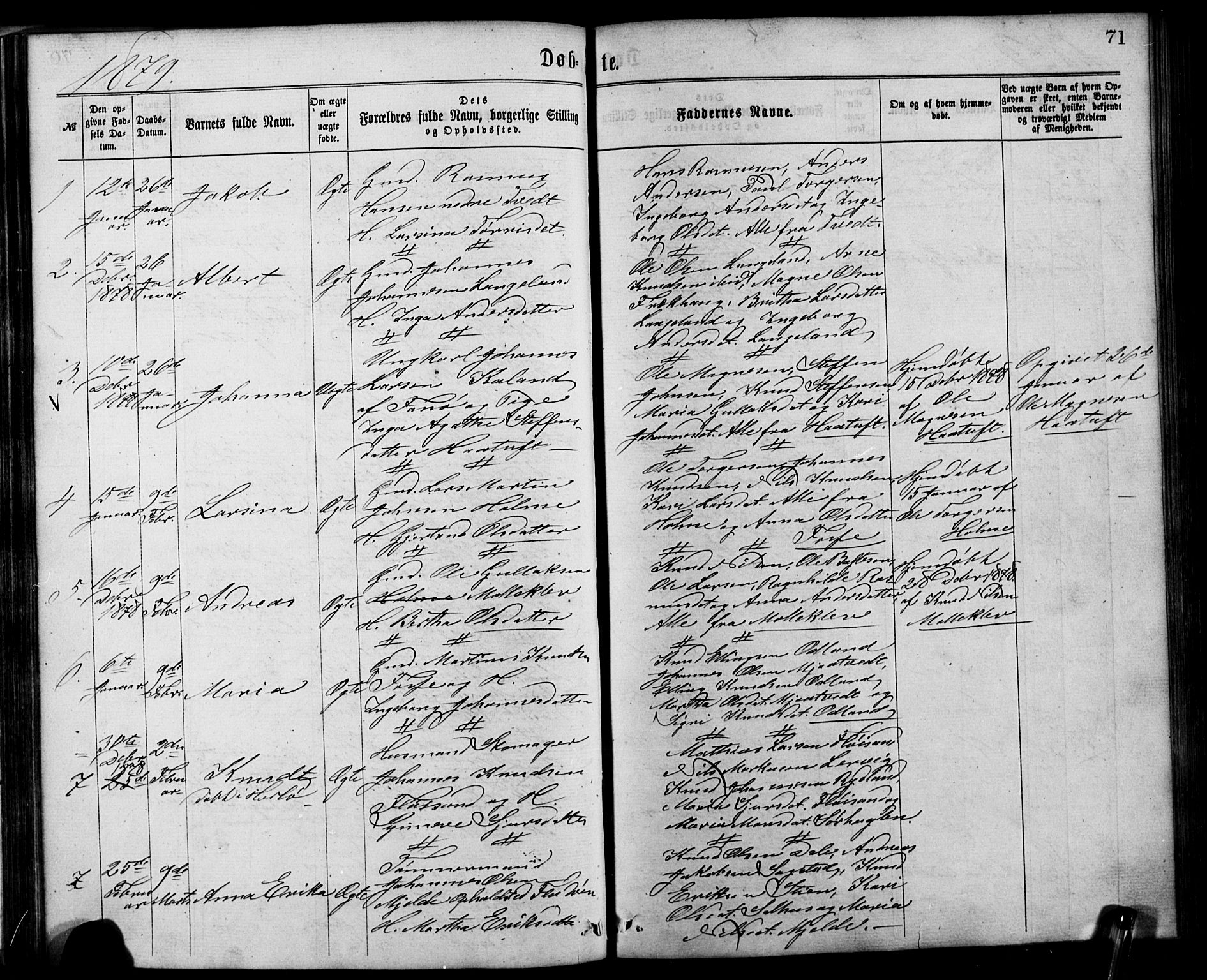 Alversund Sokneprestembete, SAB/A-73901/H/Ha/Hab: Parish register (copy) no. C 2, 1867-1880, p. 71