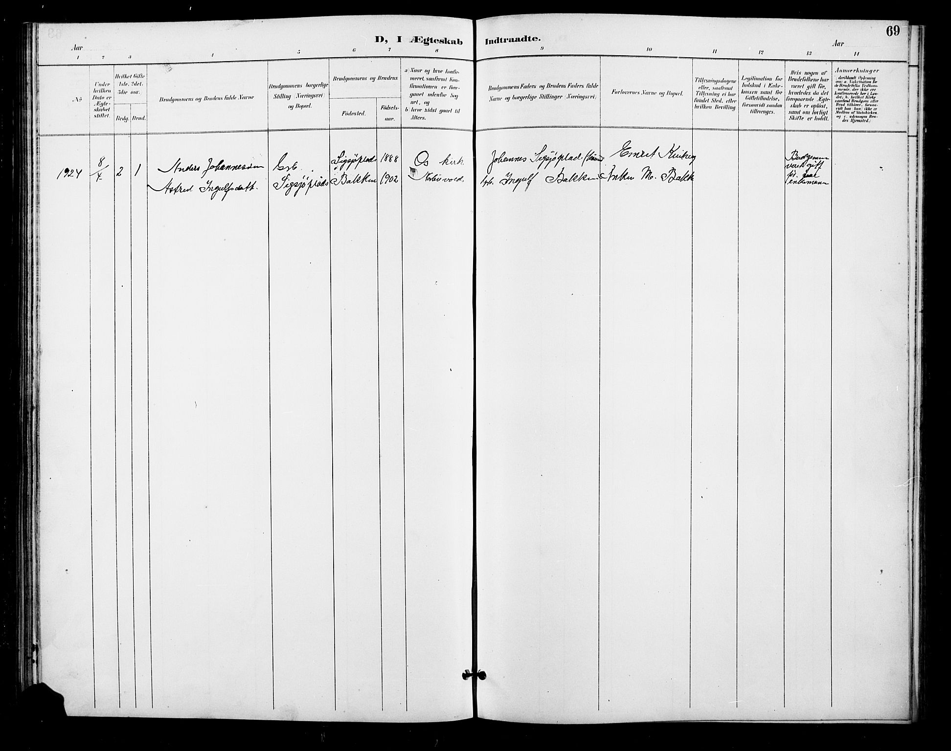 Tolga prestekontor, AV/SAH-PREST-062/L/L0011: Parish register (copy) no. 11, 1894-1925, p. 69