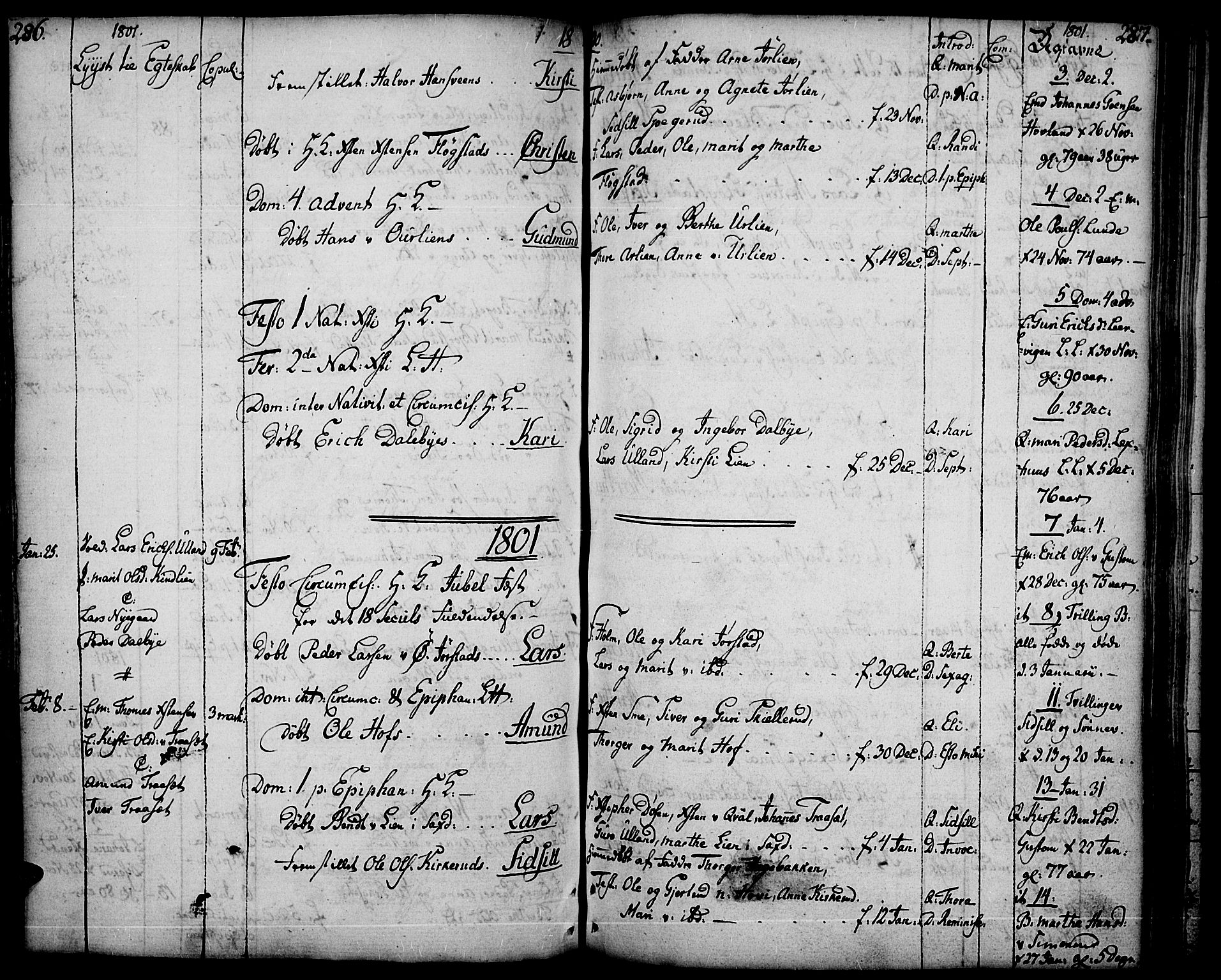 Fåberg prestekontor, AV/SAH-PREST-086/H/Ha/Haa/L0002: Parish register (official) no. 2, 1775-1818, p. 286-287