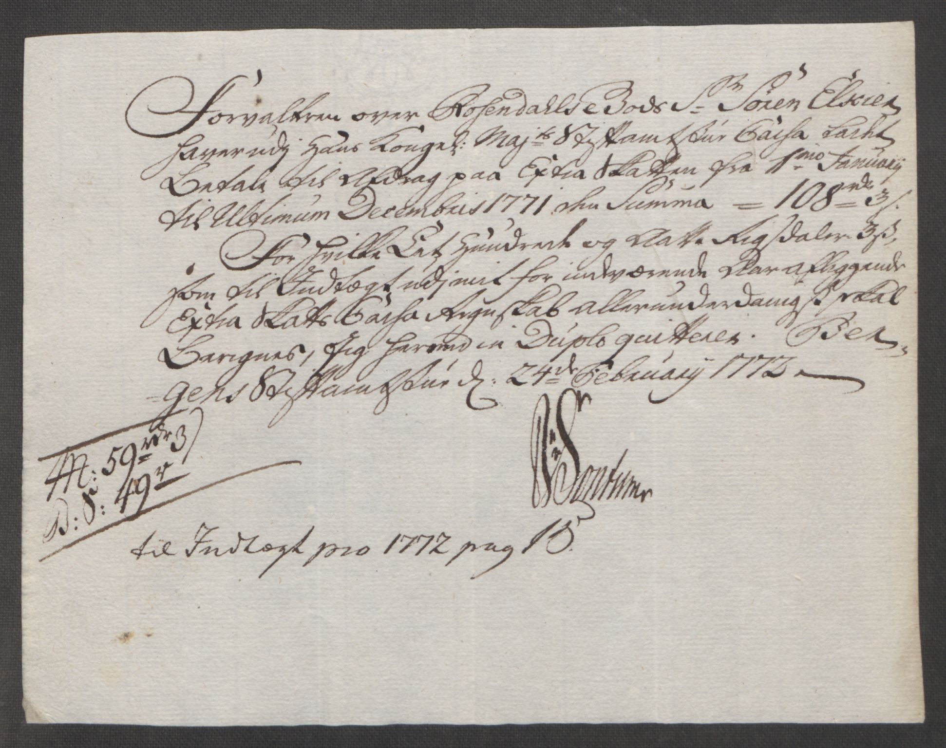 Rentekammeret inntil 1814, Reviderte regnskaper, Fogderegnskap, AV/RA-EA-4092/R49/L3157: Ekstraskatten Rosendal Baroni, 1762-1772, p. 345