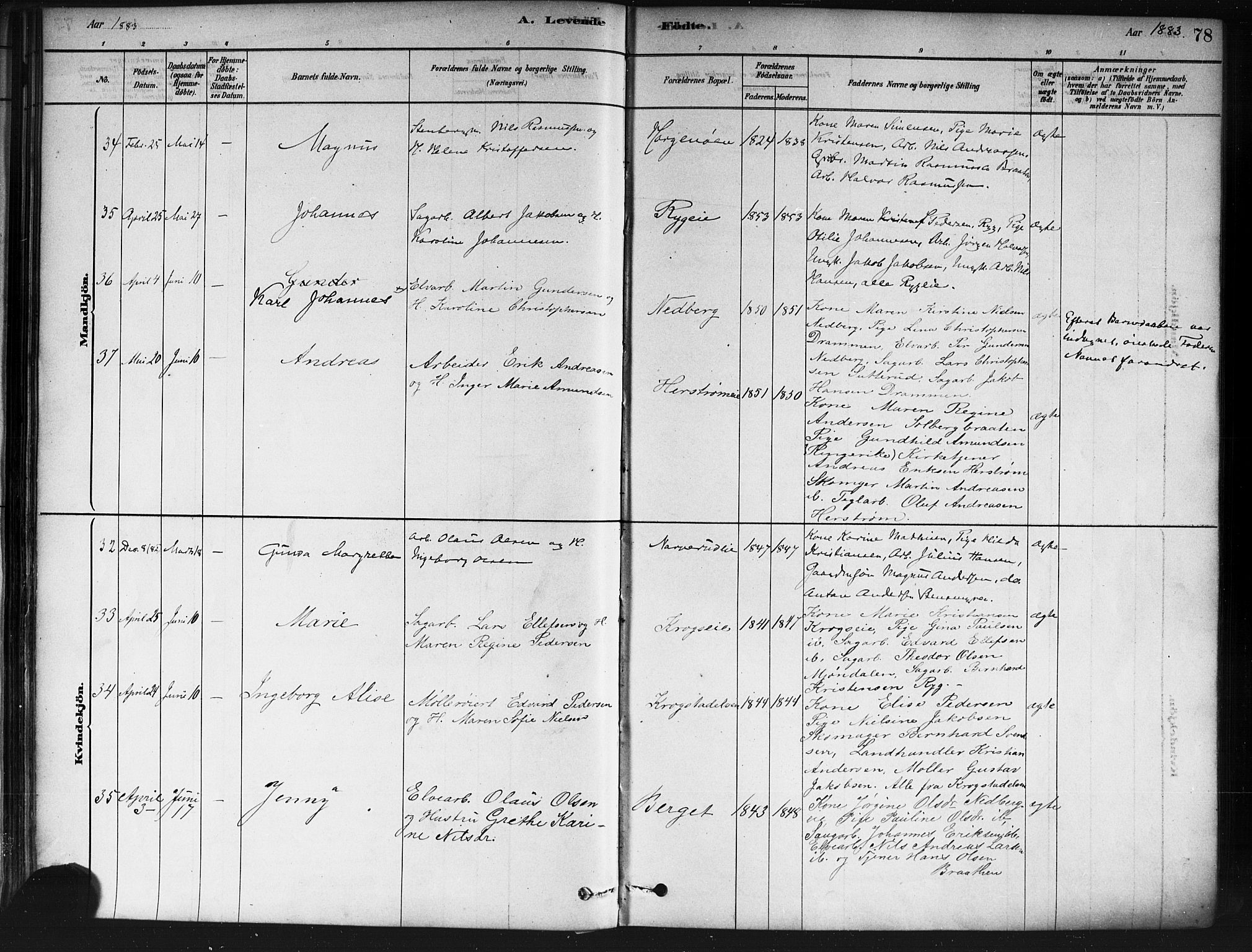 Nedre Eiker kirkebøker, AV/SAKO-A-612/F/Fa/L0002: Parish register (official) no. 2, 1878-1885, p. 78