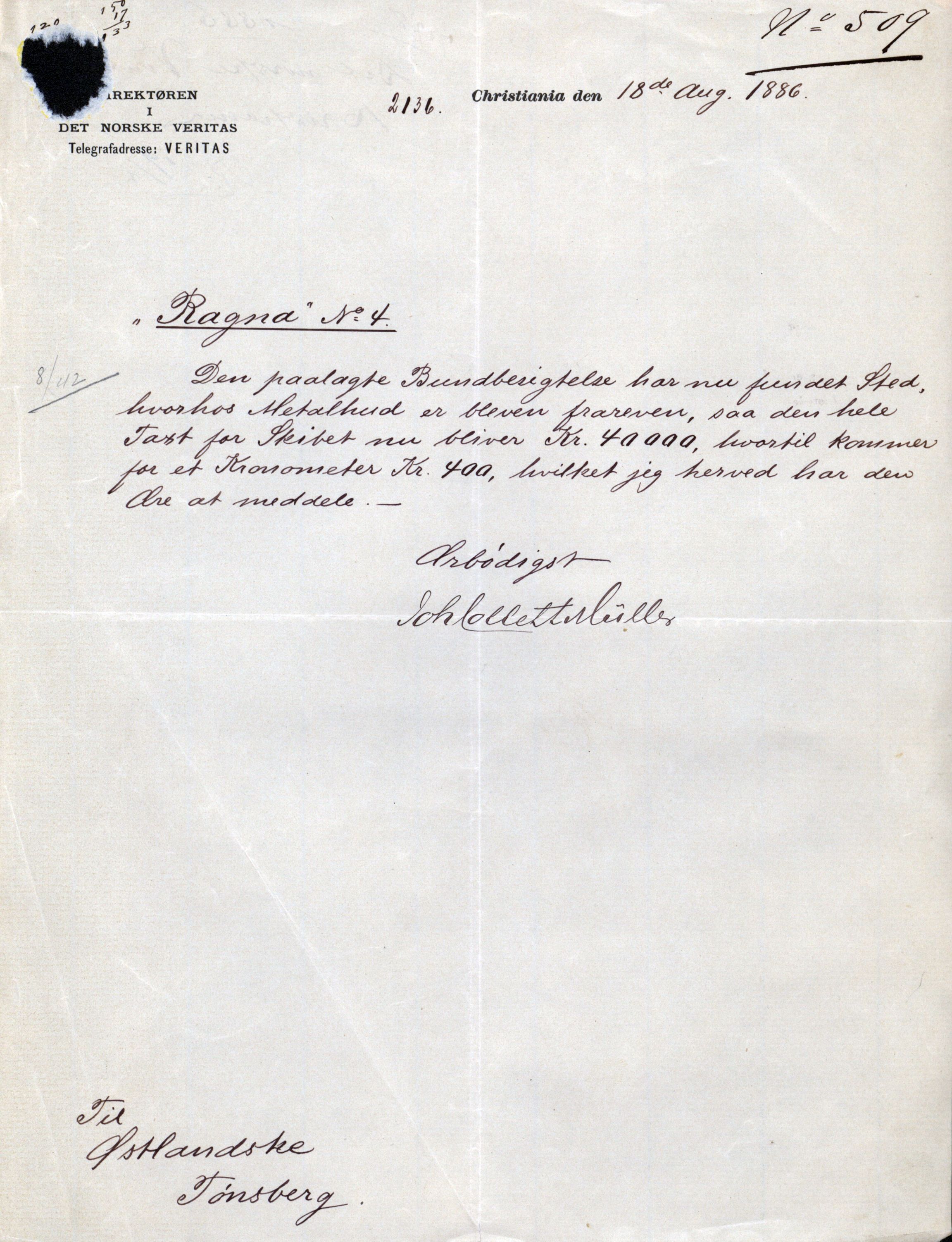 Pa 63 - Østlandske skibsassuranceforening, VEMU/A-1079/G/Ga/L0021/0002: Havaridokumenter / Isbaaden, Ragna, Sylphiden, Nyassa, 1887, p. 64