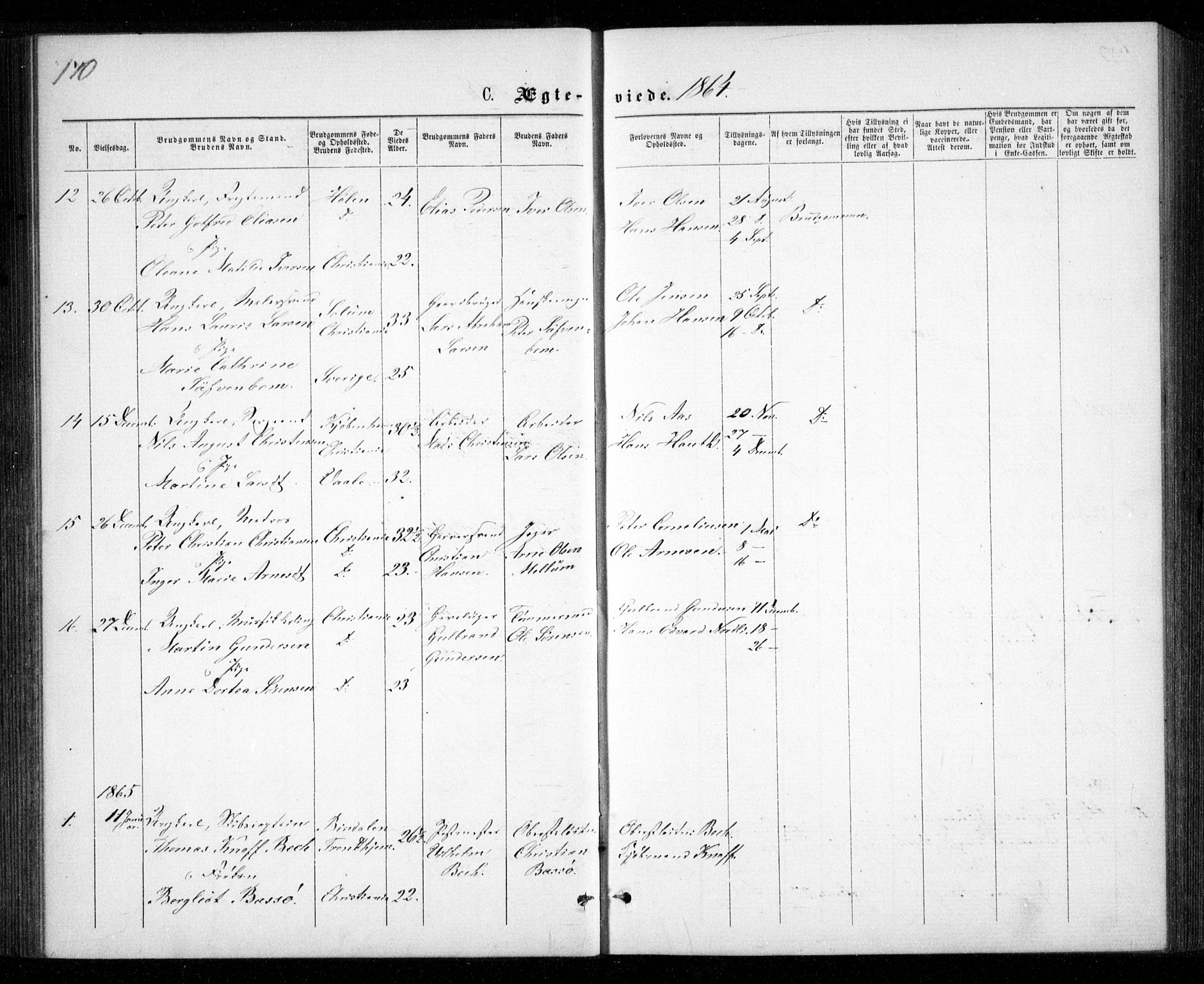 Garnisonsmenigheten Kirkebøker, SAO/A-10846/G/Ga/L0006: Parish register (copy) no. 6, 1860-1880, p. 170