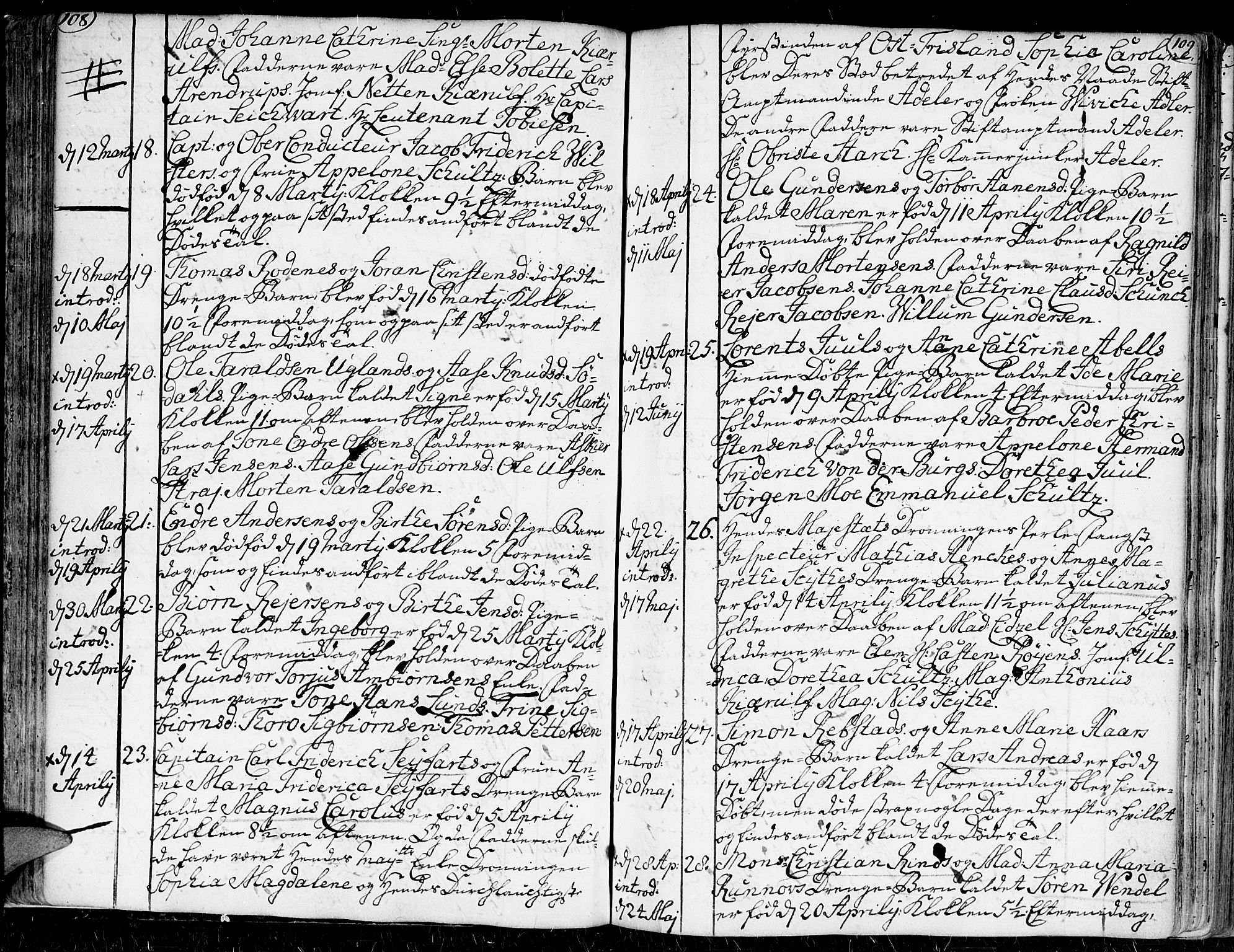 Kristiansand domprosti, AV/SAK-1112-0006/F/Fa/L0002: Parish register (official) no. A 2, 1755-1778, p. 108-109