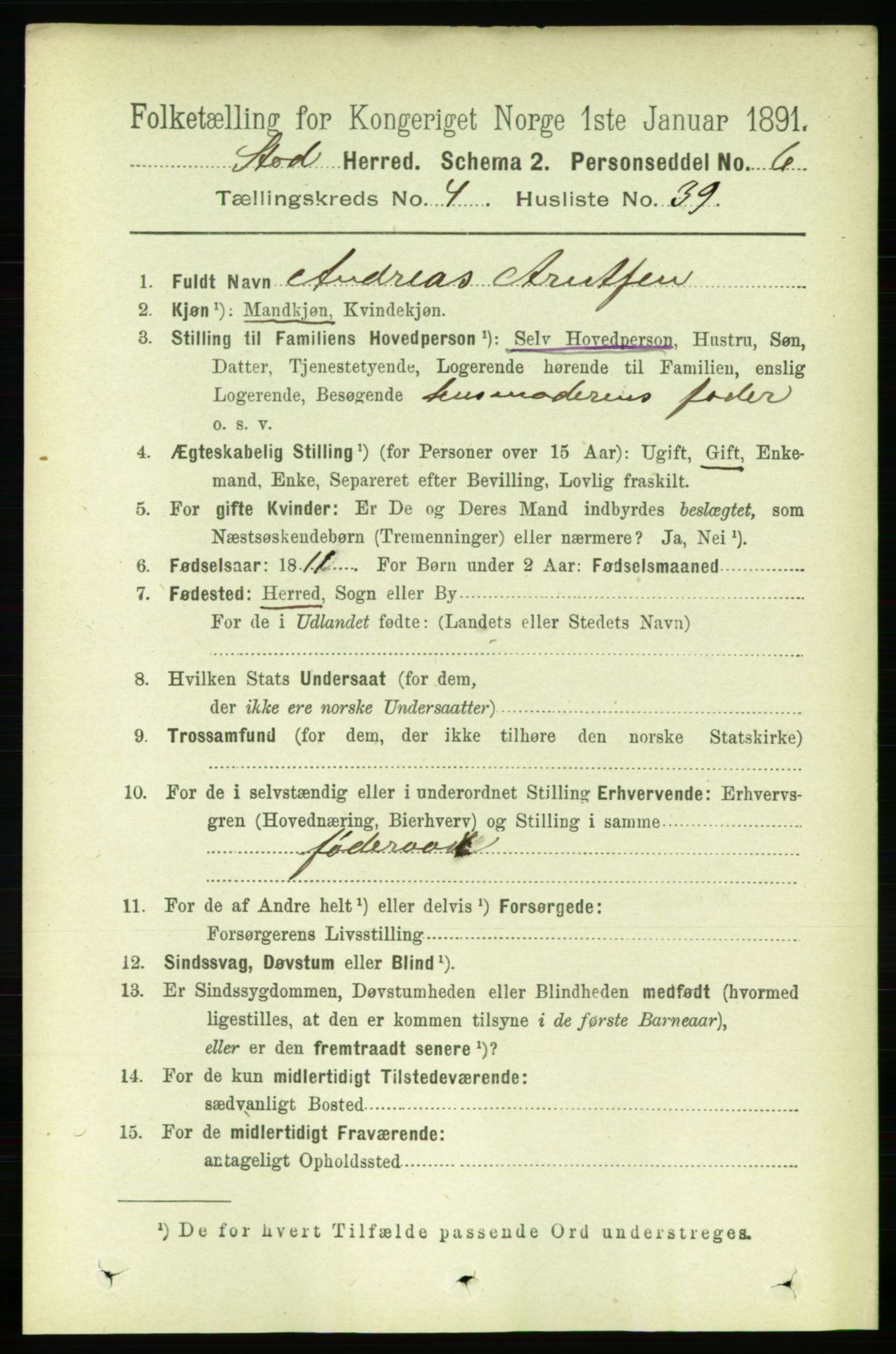 RA, 1891 census for 1734 Stod, 1891, p. 1974