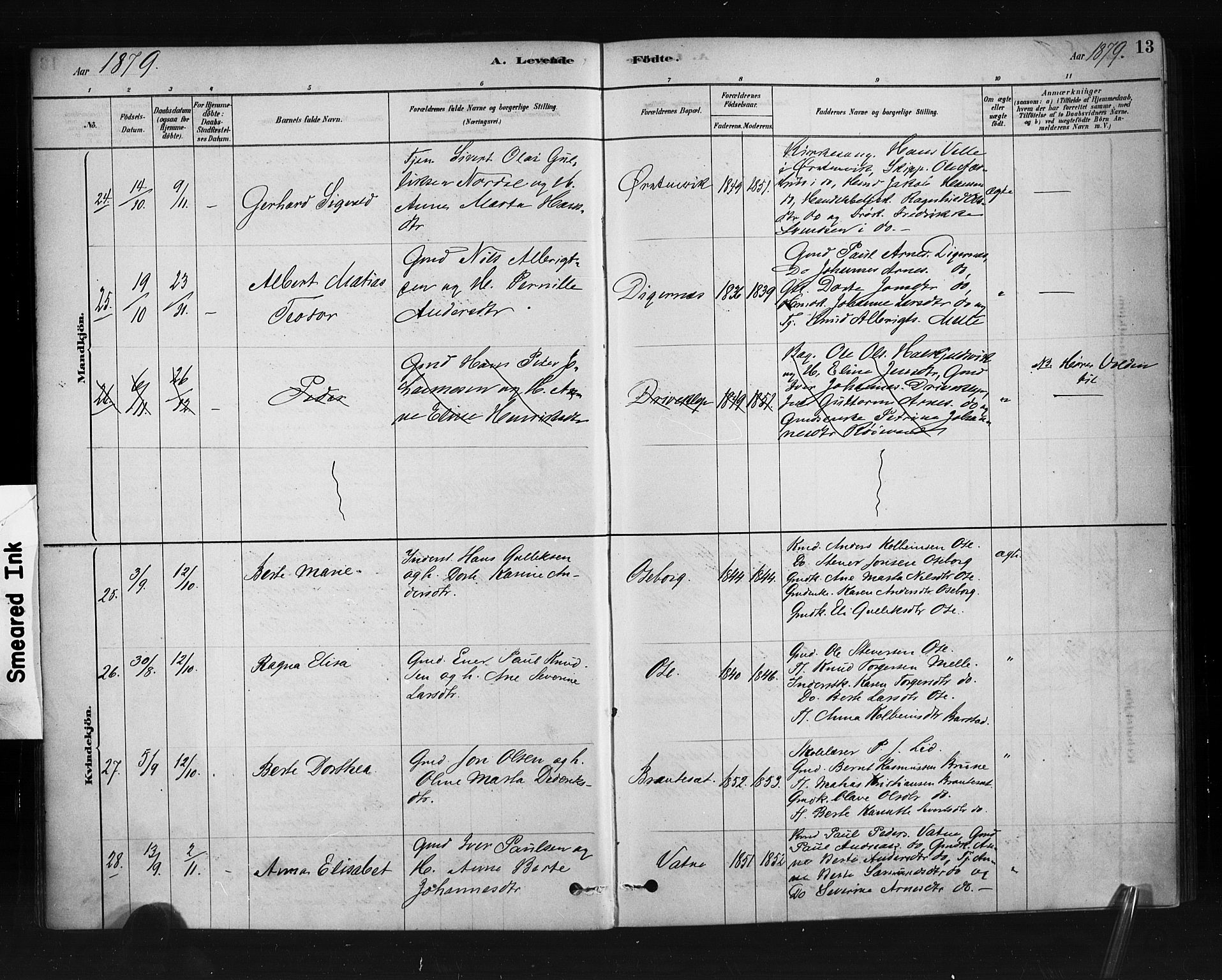 Ministerialprotokoller, klokkerbøker og fødselsregistre - Møre og Romsdal, AV/SAT-A-1454/513/L0176: Parish register (official) no. 513A03, 1877-1889, p. 13