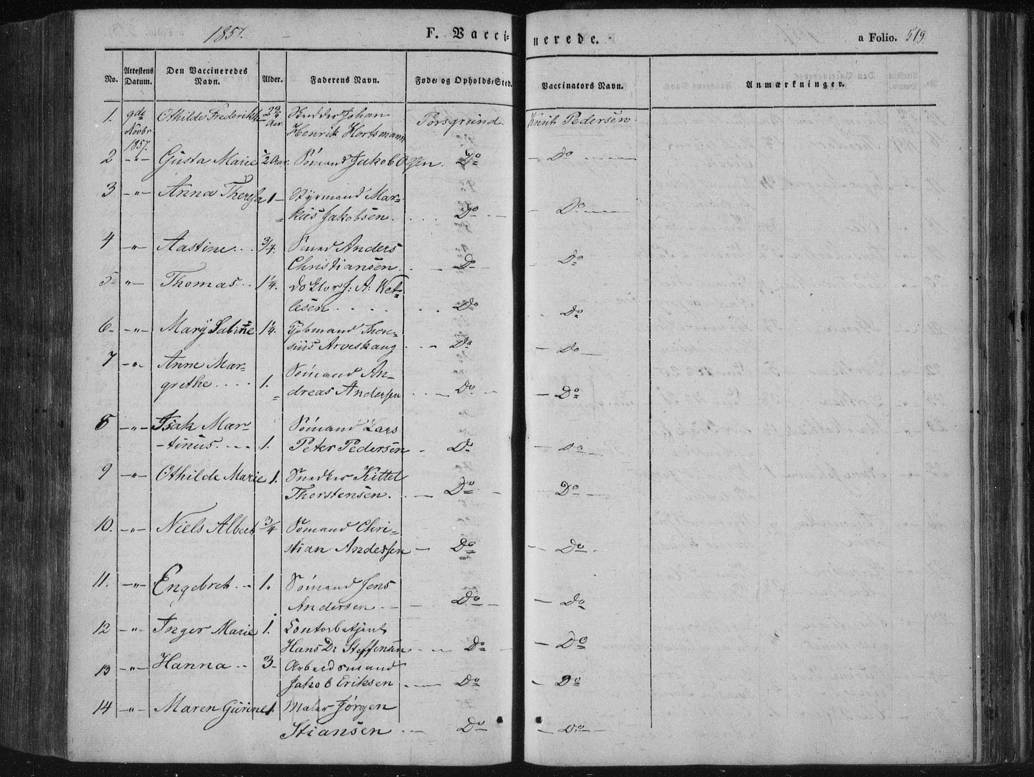 Porsgrunn kirkebøker , SAKO/A-104/F/Fa/L0006: Parish register (official) no. 6, 1841-1857, p. 519