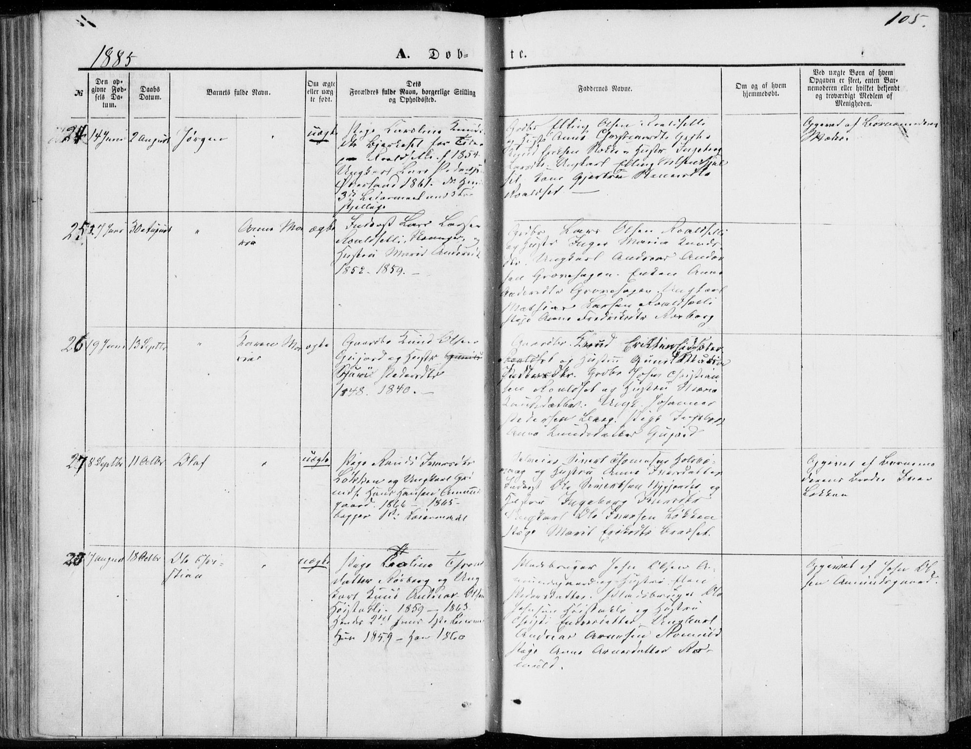 Ministerialprotokoller, klokkerbøker og fødselsregistre - Møre og Romsdal, SAT/A-1454/557/L0681: Parish register (official) no. 557A03, 1869-1886, p. 105