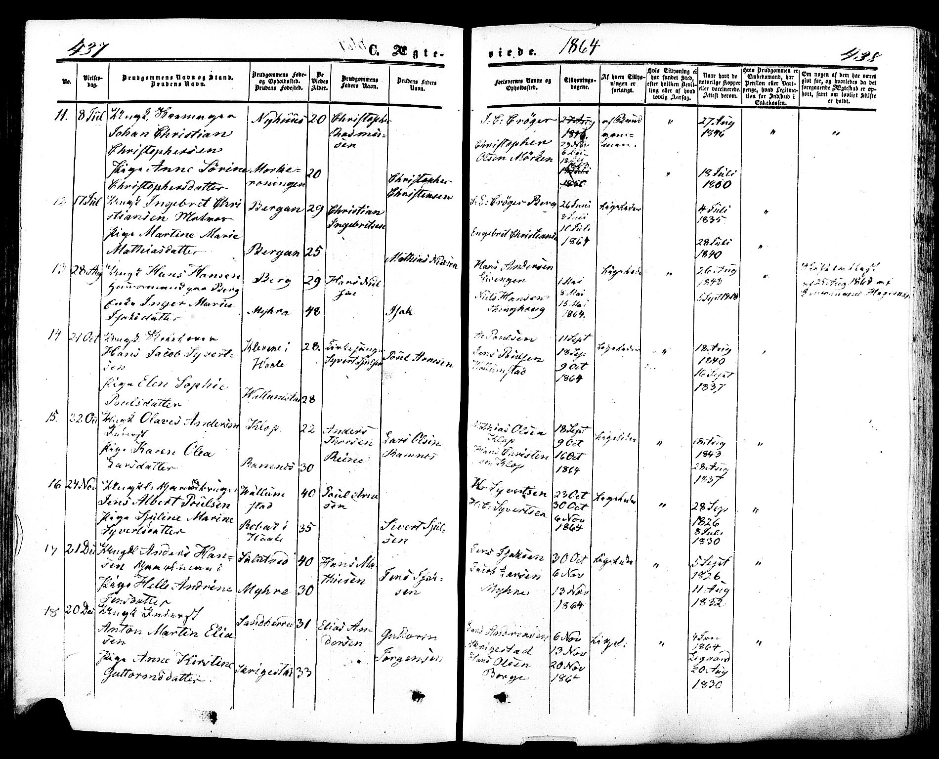 Ramnes kirkebøker, SAKO/A-314/F/Fa/L0006: Parish register (official) no. I 6, 1862-1877, p. 437-438