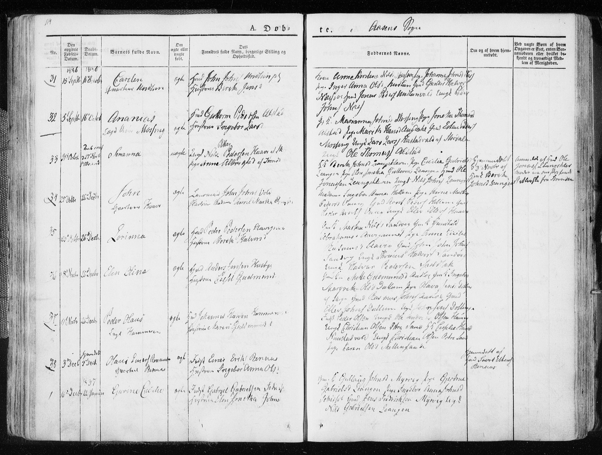 Ministerialprotokoller, klokkerbøker og fødselsregistre - Nord-Trøndelag, SAT/A-1458/713/L0114: Parish register (official) no. 713A05, 1827-1839, p. 114