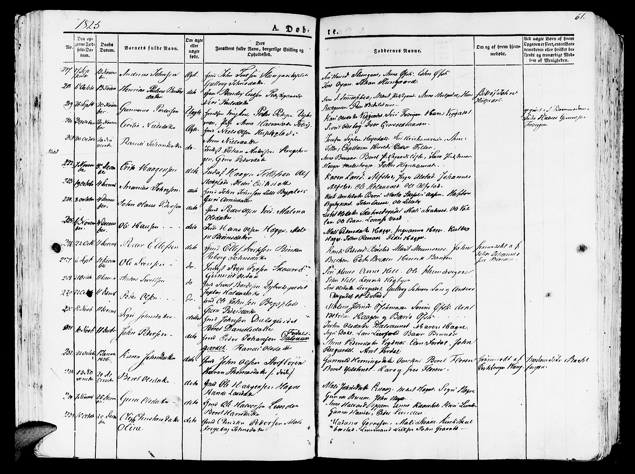 Ministerialprotokoller, klokkerbøker og fødselsregistre - Nord-Trøndelag, SAT/A-1458/709/L0070: Parish register (official) no. 709A10, 1820-1832, p. 61