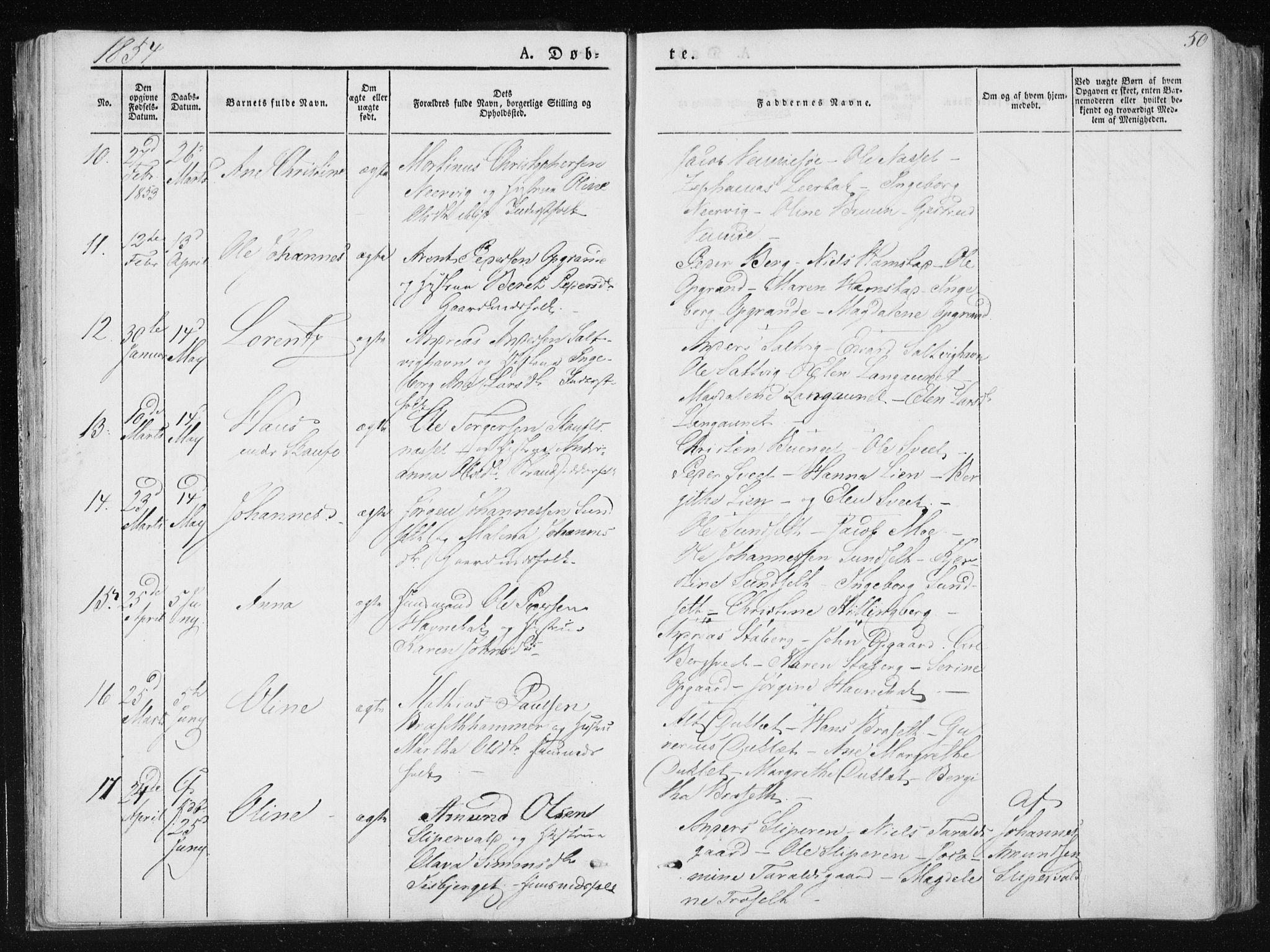 Ministerialprotokoller, klokkerbøker og fødselsregistre - Nord-Trøndelag, SAT/A-1458/733/L0323: Parish register (official) no. 733A02, 1843-1870, p. 50