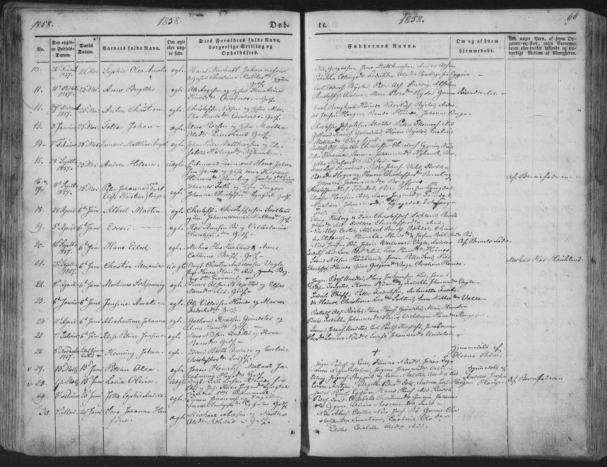 Ministerialprotokoller, klokkerbøker og fødselsregistre - Nordland, SAT/A-1459/880/L1131: Parish register (official) no. 880A05, 1844-1868, p. 66