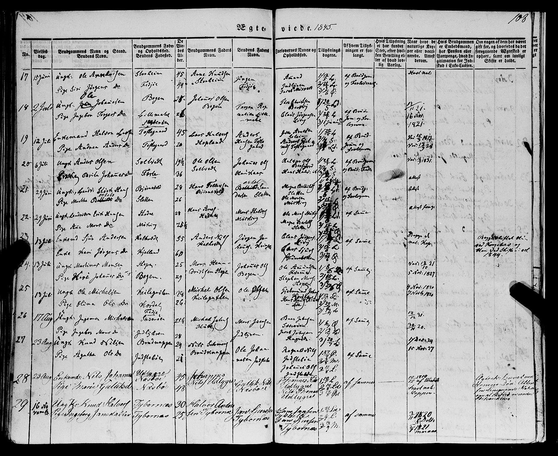 Lindås Sokneprestembete, AV/SAB-A-76701/H/Haa/Haaa/L0012: Parish register (official) no. A 12, 1836-1848, p. 108