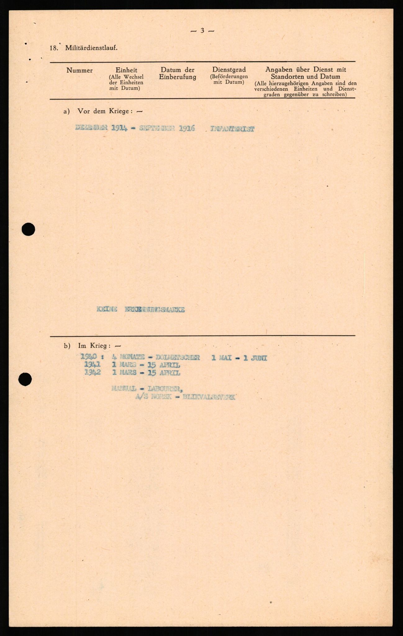 Forsvaret, Forsvarets overkommando II, AV/RA-RAFA-3915/D/Db/L0021: CI Questionaires. Tyske okkupasjonsstyrker i Norge. Tyskere., 1945-1946, p. 398