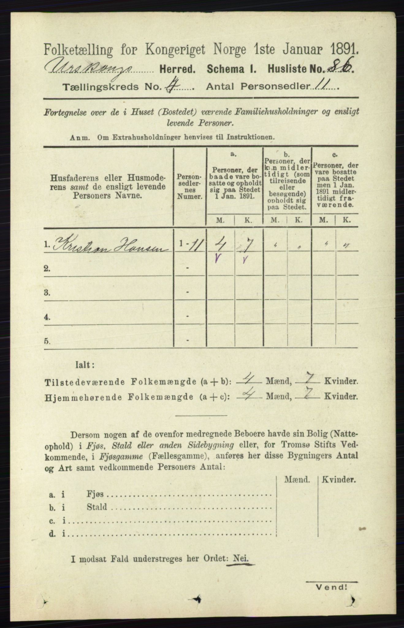 RA, 1891 census for 0224 Aurskog, 1891, p. 1483