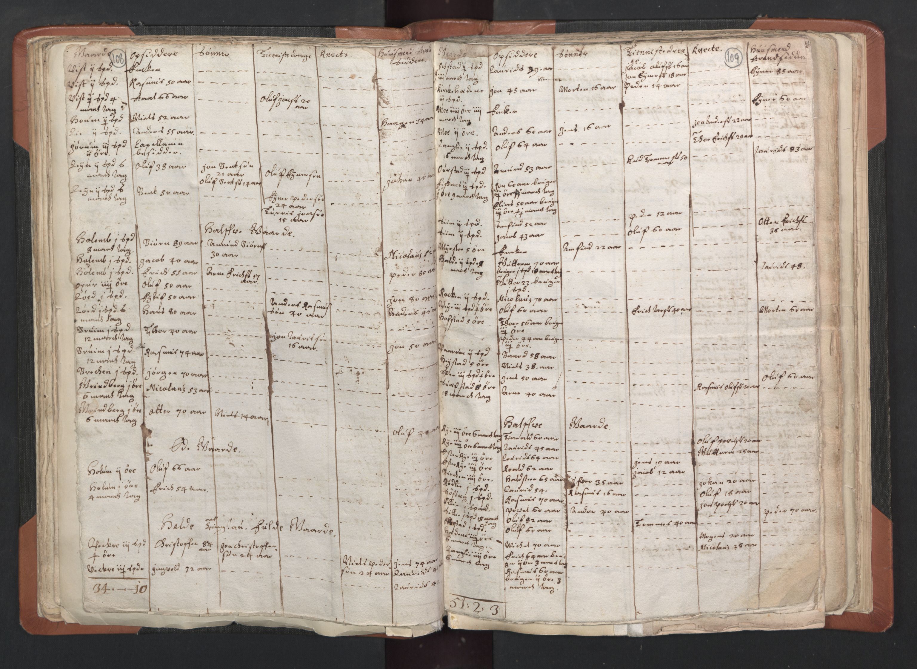 RA, Vicar's Census 1664-1666, no. 33: Innherad deanery, 1664-1666, p. 108-109