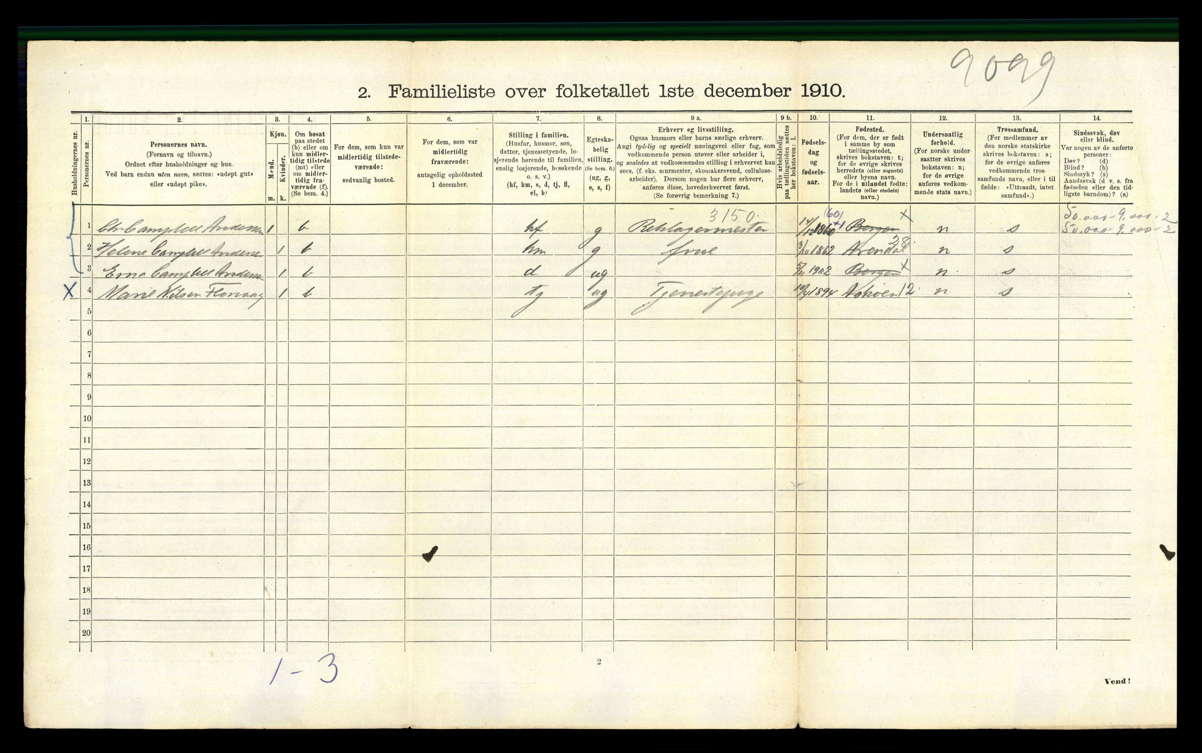 RA, 1910 census for Bergen, 1910, p. 10906