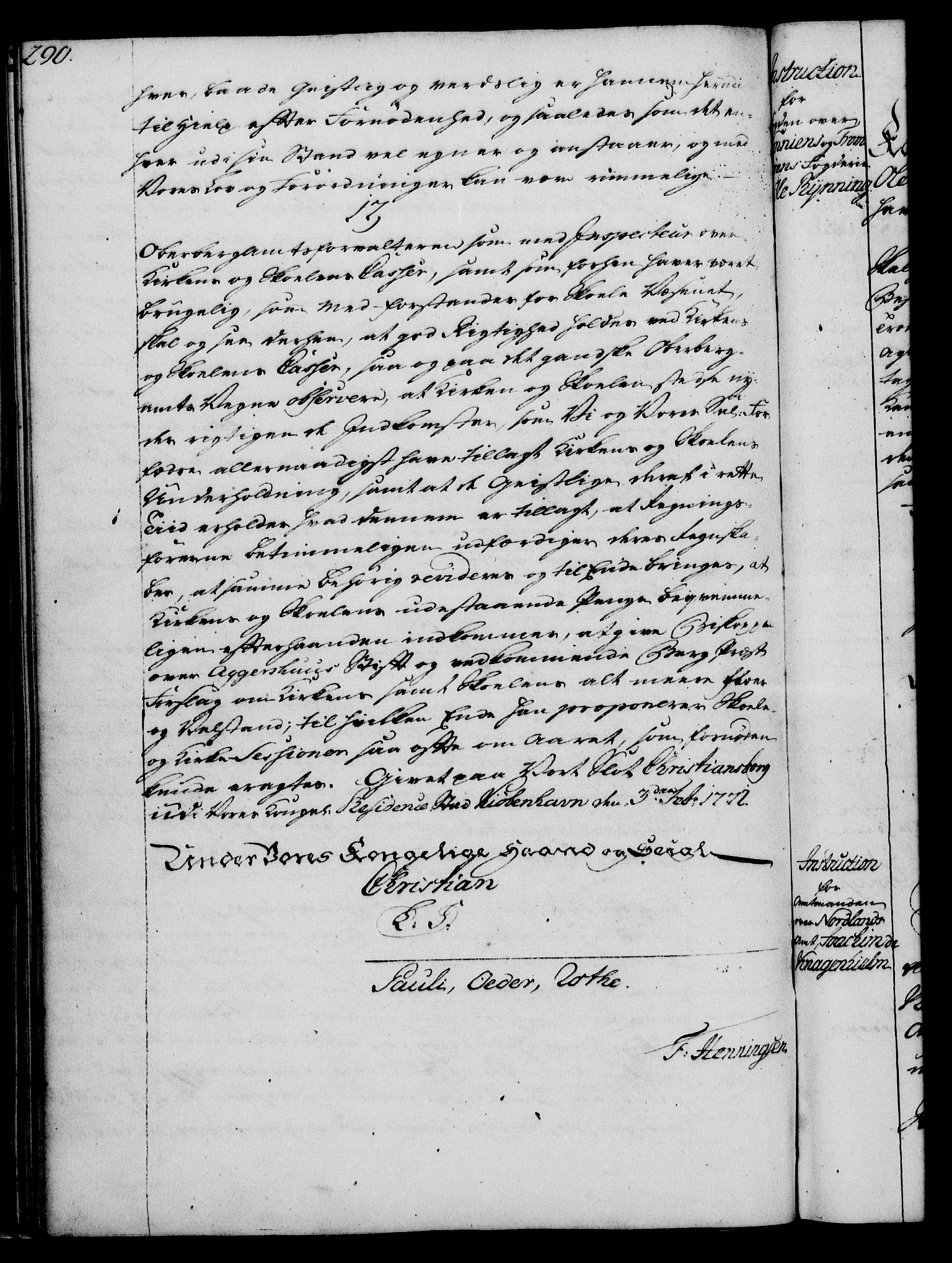 Rentekammeret, Kammerkanselliet, RA/EA-3111/G/Gg/Ggi/L0003: Norsk instruksjonsprotokoll med register (merket RK 53.36), 1751-1775, p. 290