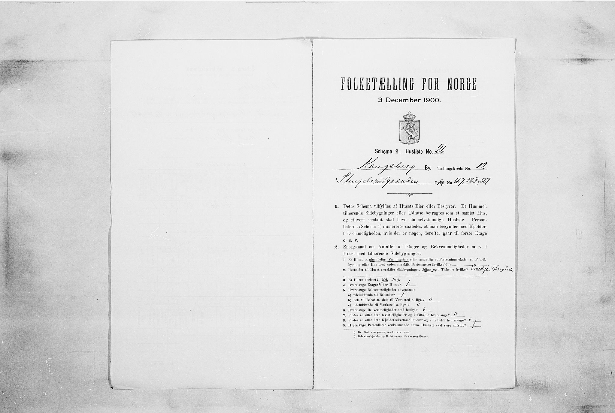 RA, 1900 census for Kongsberg, 1900, p. 2217