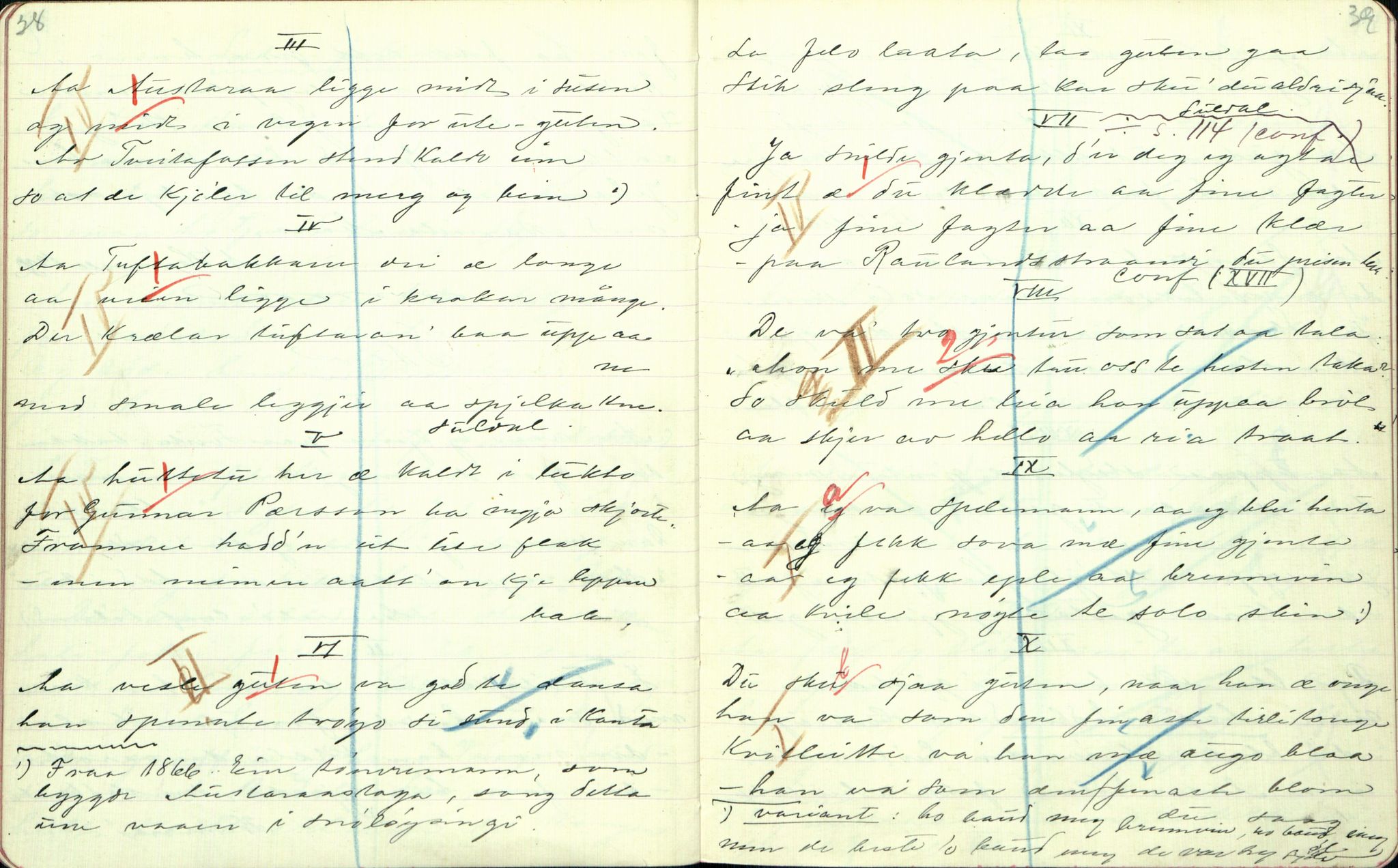 Rikard Berge, TEMU/TGM-A-1003/F/L0001/0015: 001-030 Innholdslister / 11. Visur - eldre og nyare, 1902, p. 38-39