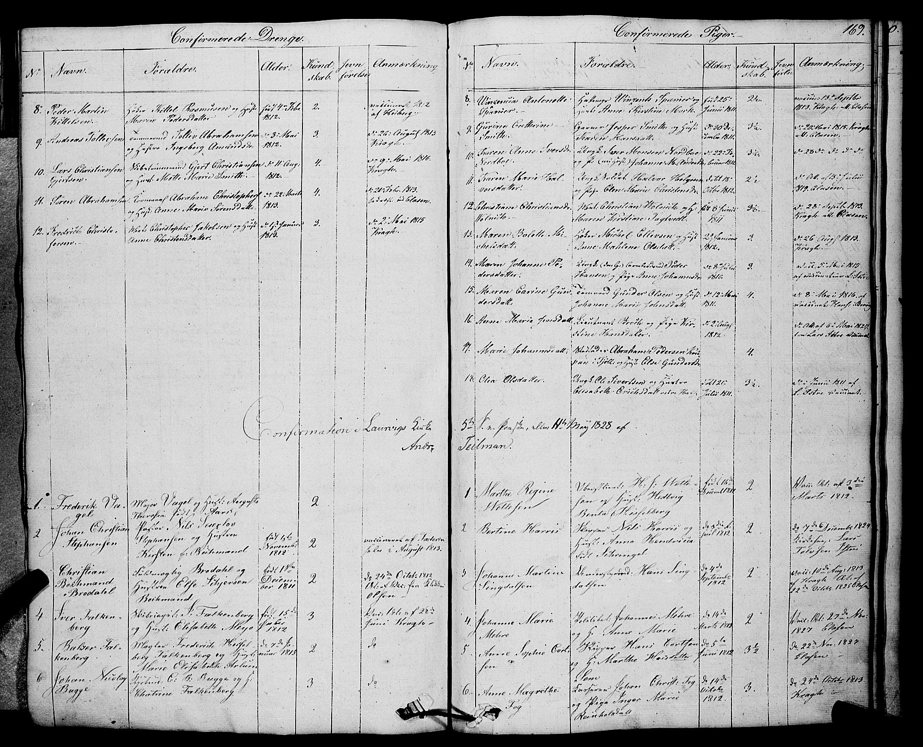 Larvik kirkebøker, SAKO/A-352/F/Fa/L0002: Parish register (official) no. I 2, 1825-1847, p. 169