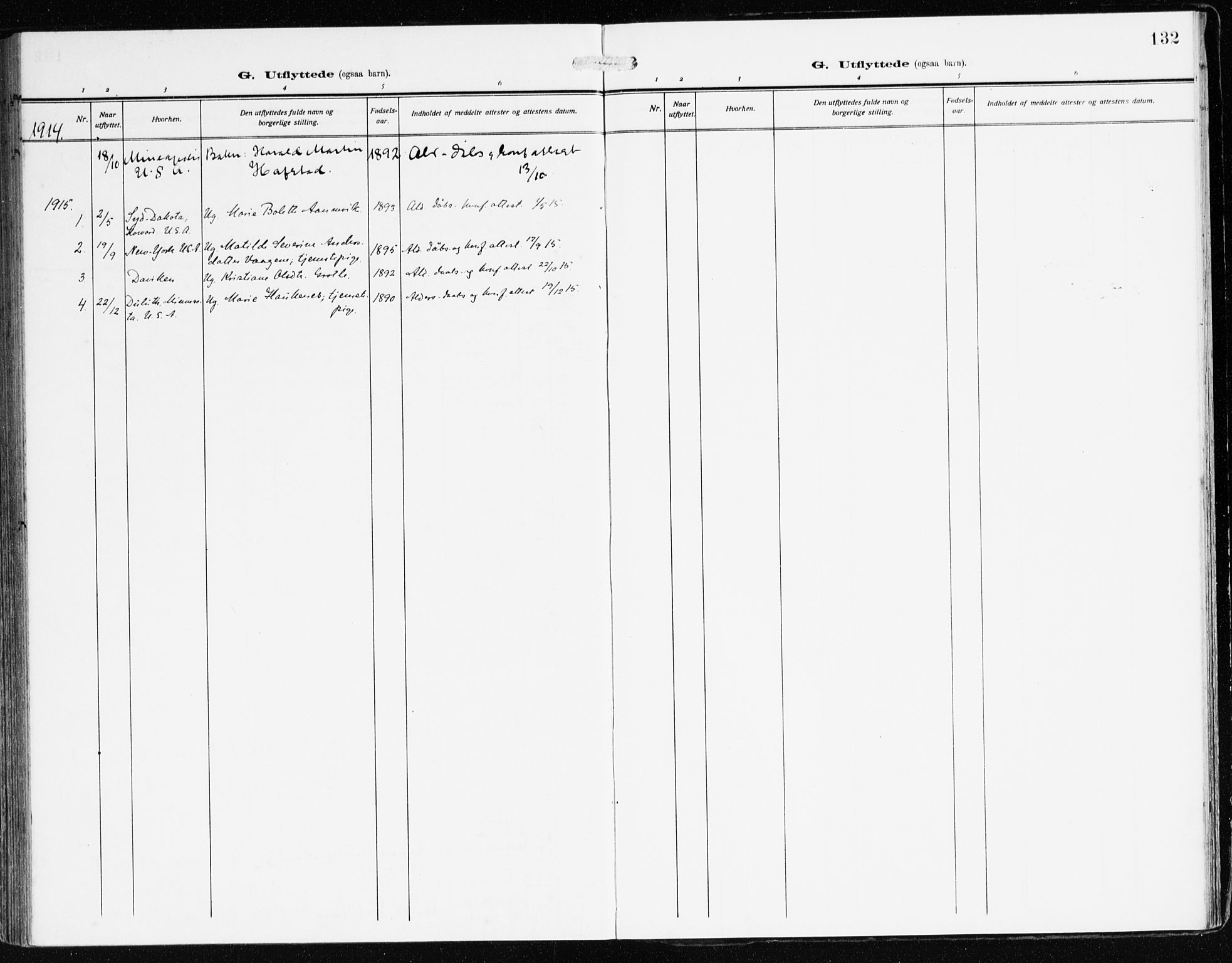 Bremanger sokneprestembete, SAB/A-82201/H/Haa/Haab/L0003: Parish register (official) no. B 3, 1908-1925, p. 132