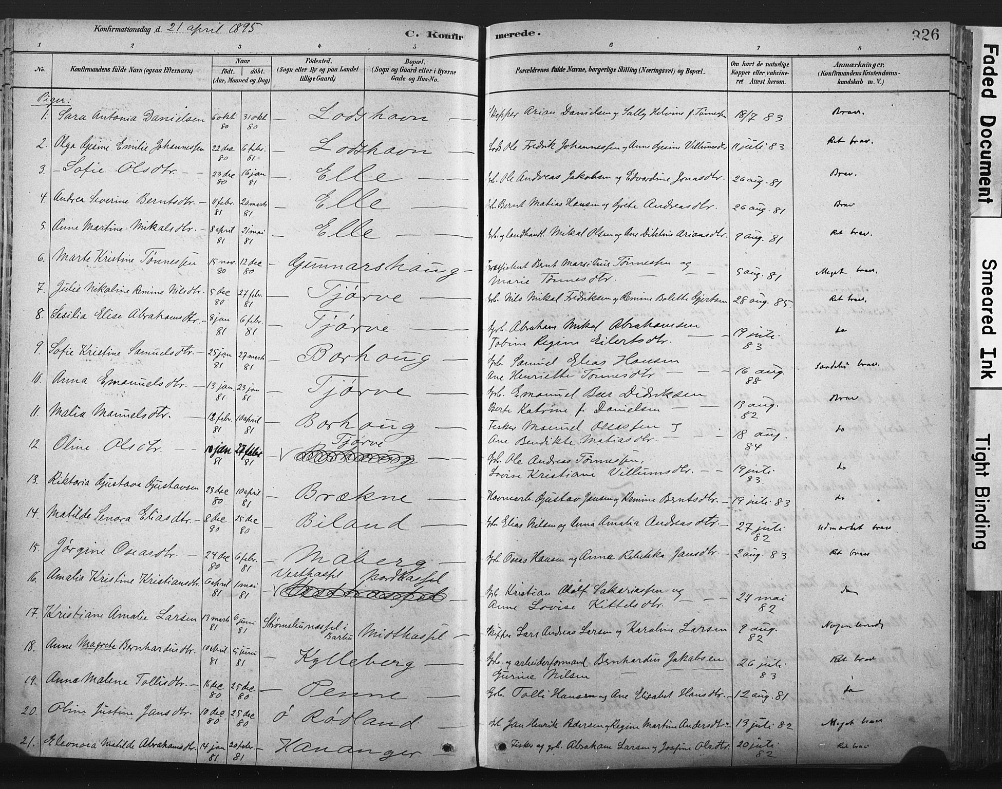 Lista sokneprestkontor, AV/SAK-1111-0027/F/Fa/L0012: Parish register (official) no. A 12, 1879-1903, p. 326