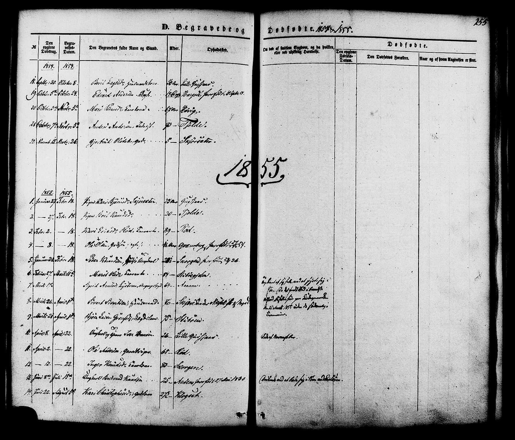 Ministerialprotokoller, klokkerbøker og fødselsregistre - Møre og Romsdal, SAT/A-1454/551/L0625: Parish register (official) no. 551A05, 1846-1879, p. 255