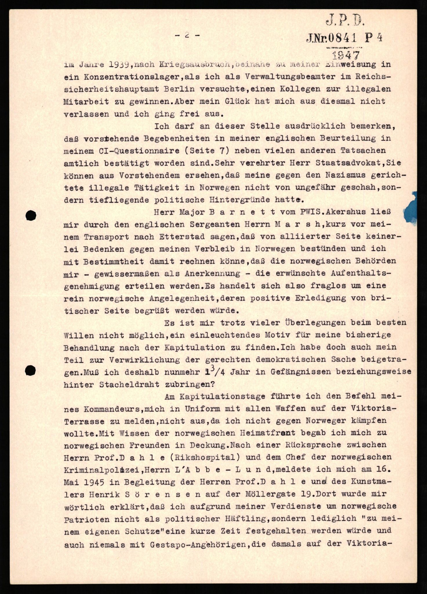 Forsvaret, Forsvarets overkommando II, AV/RA-RAFA-3915/D/Db/L0025: CI Questionaires. Tyske okkupasjonsstyrker i Norge. Tyskere., 1945-1946, p. 425