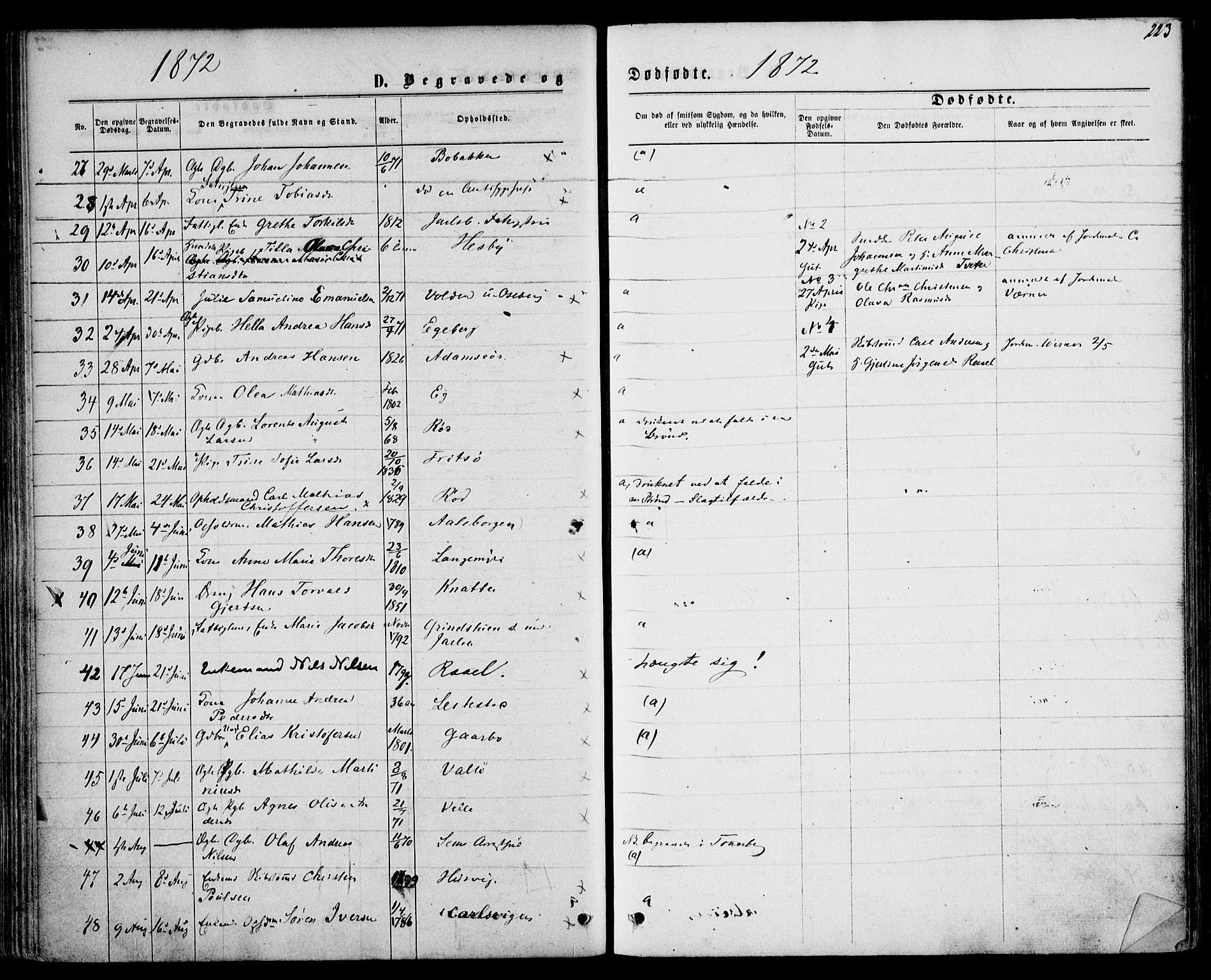 Sem kirkebøker, AV/SAKO-A-5/F/Fa/L0008: Parish register (official) no. I 8, 1866-1873, p. 223