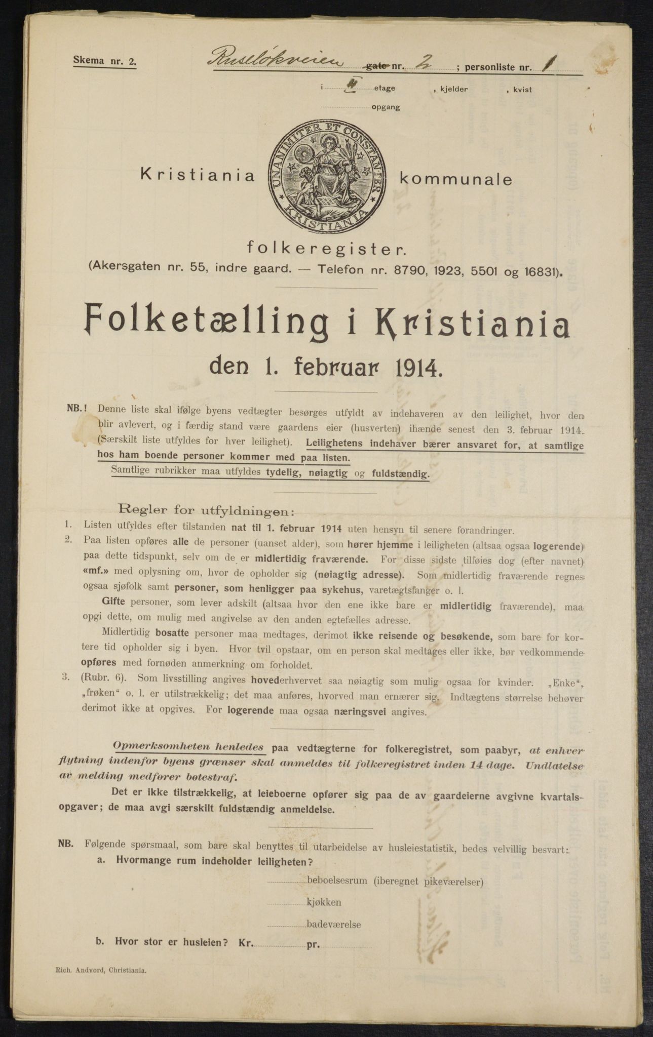 OBA, Municipal Census 1914 for Kristiania, 1914, p. 84494