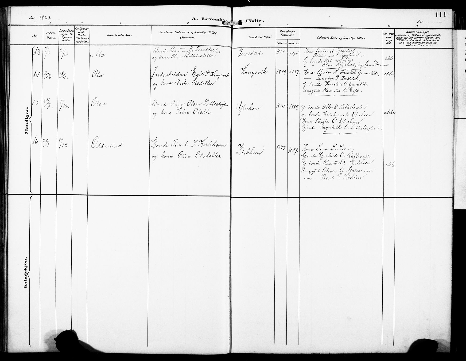 Hornindal sokneprestembete, AV/SAB-A-82401/H/Hab: Parish register (copy) no. A 2, 1894-1927, p. 111
