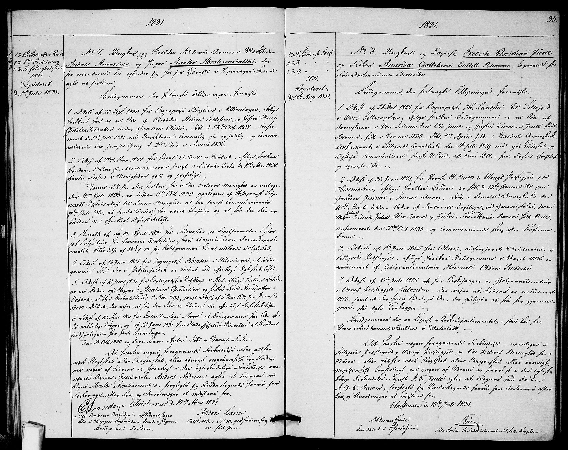 Garnisonsmenigheten Kirkebøker, AV/SAO-A-10846/H/Ha/L0002: Banns register no. I 2, 1829-1835, p. 35