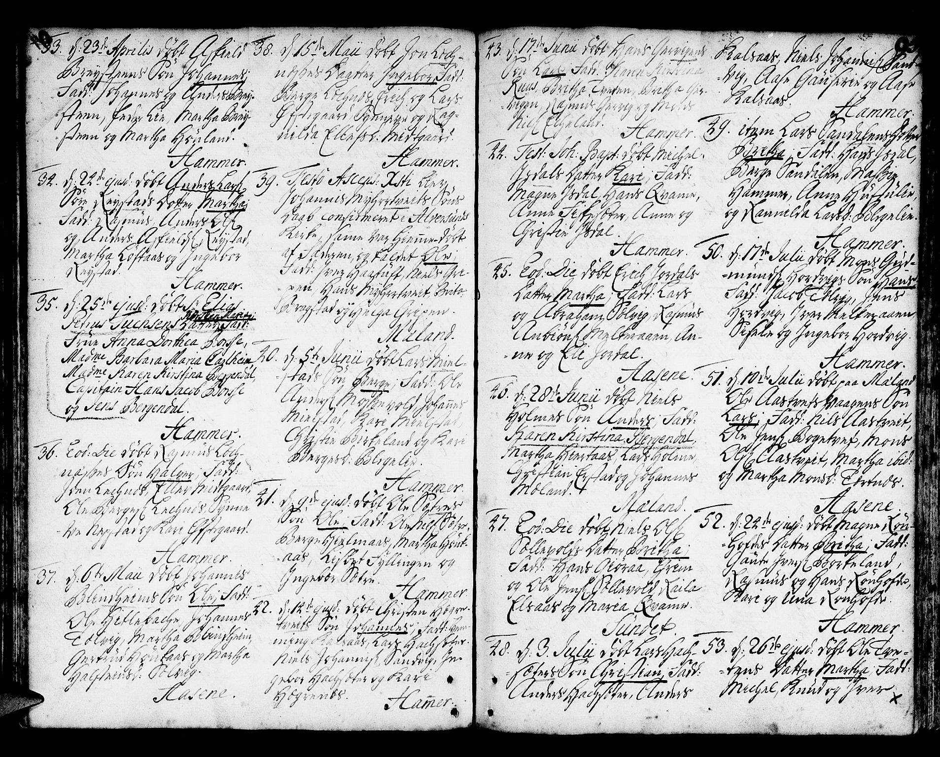 Hamre sokneprestembete, AV/SAB-A-75501/H/Ha/Haa/Haaa/L0006: Parish register (official) no. A 6, 1750-1761, p. 95