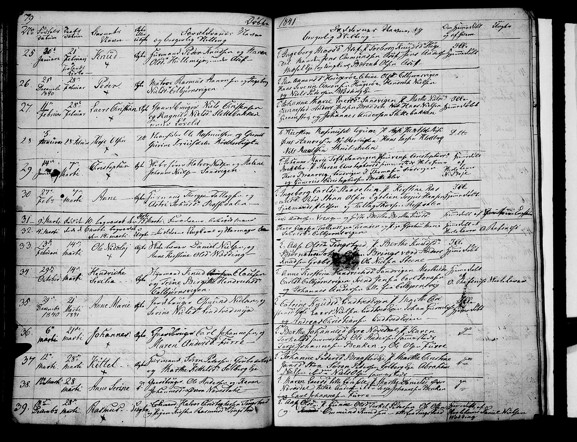 Øyestad sokneprestkontor, AV/SAK-1111-0049/F/Fb/L0005: Parish register (copy) no. B 5, 1833-1843, p. 79