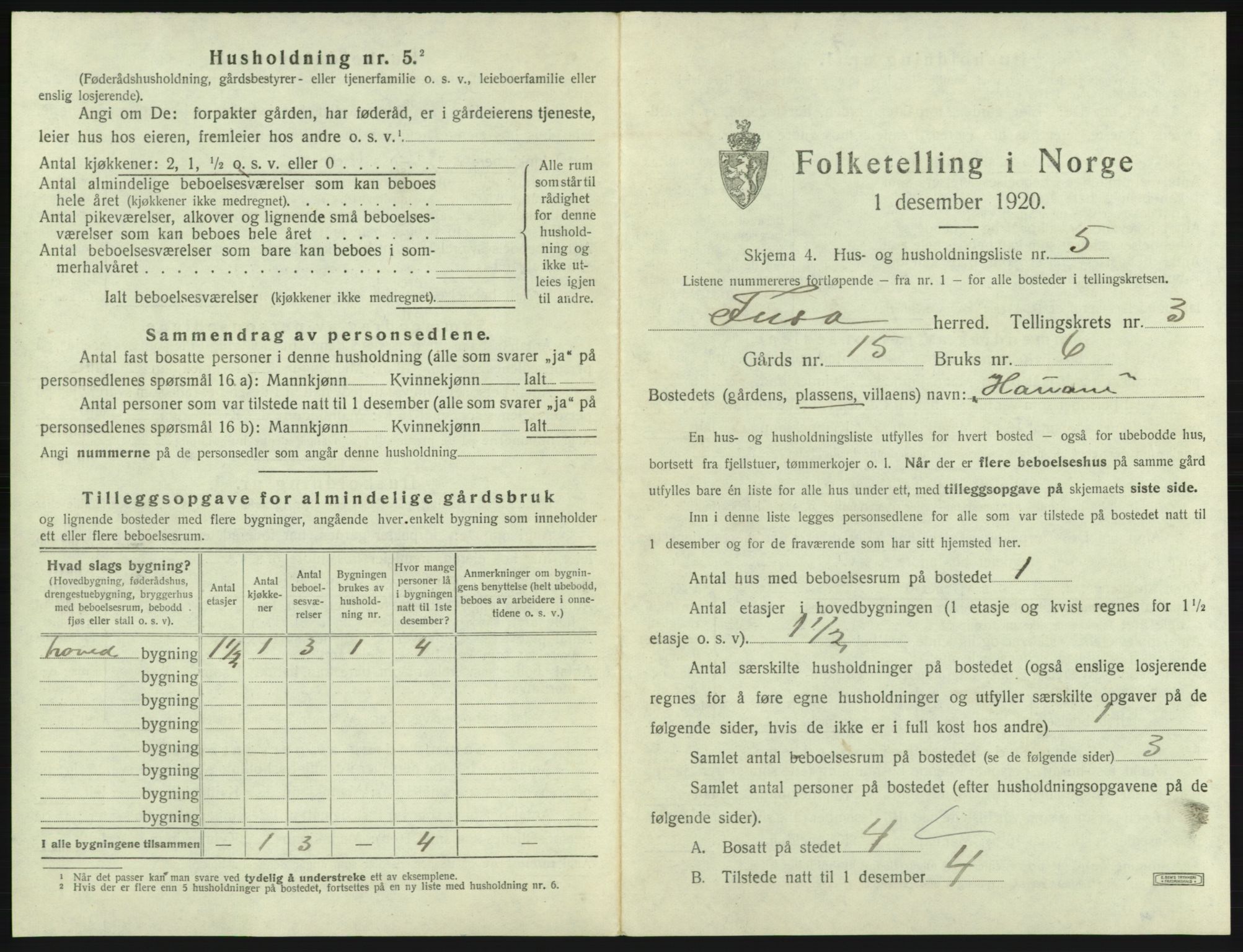 SAB, 1920 census for Fusa, 1920, p. 148