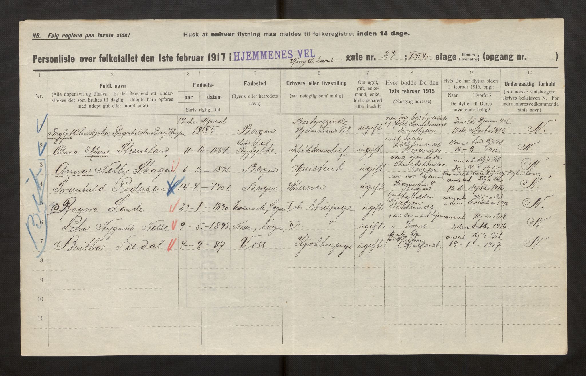 SAB, Municipal Census 1917 for Bergen, 1917, p. 19168