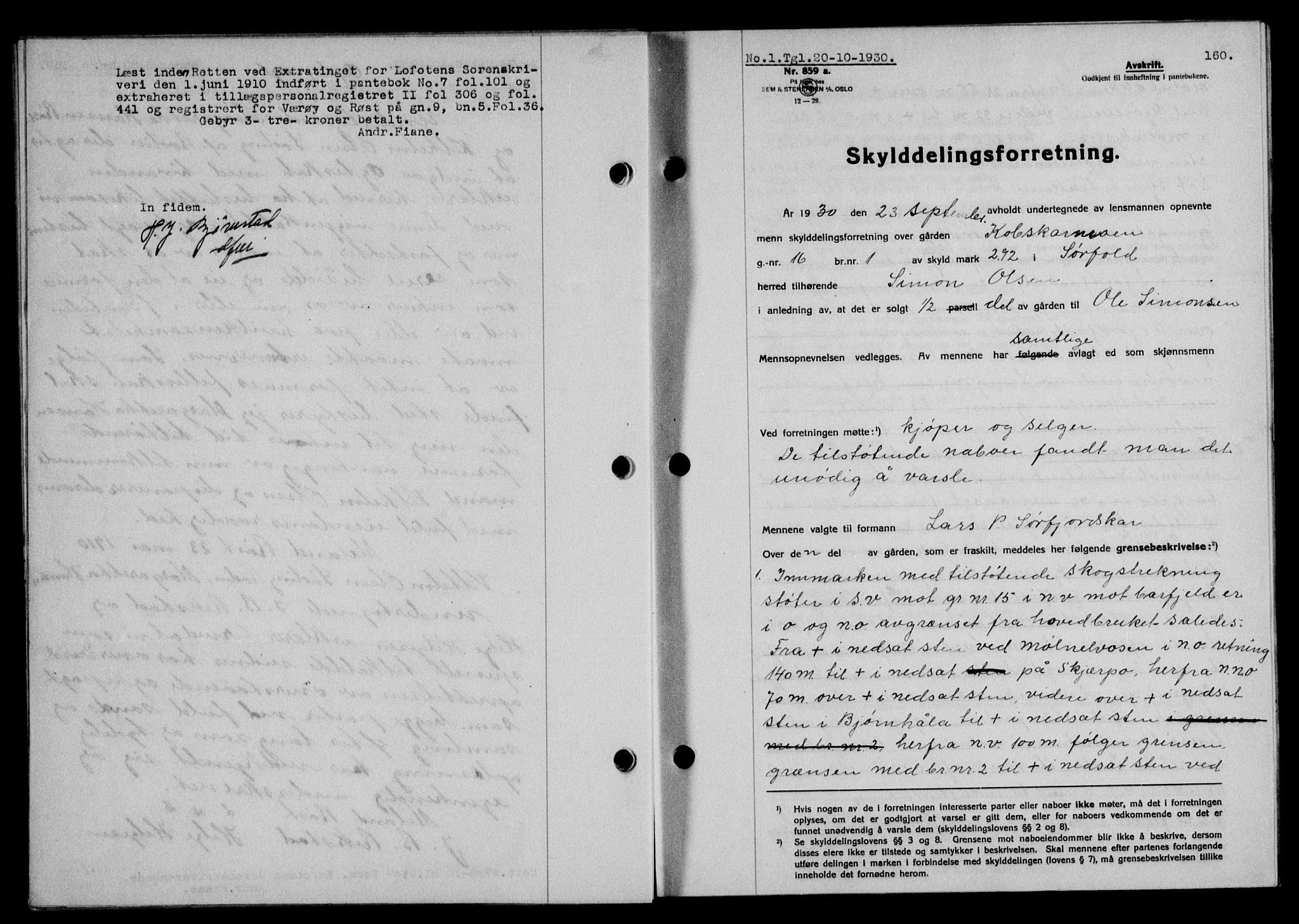 Salten sorenskriveri, SAT/A-4578/1/2/2C/L0059: Mortgage book no. 49, 1930-1931, Deed date: 20.10.1930