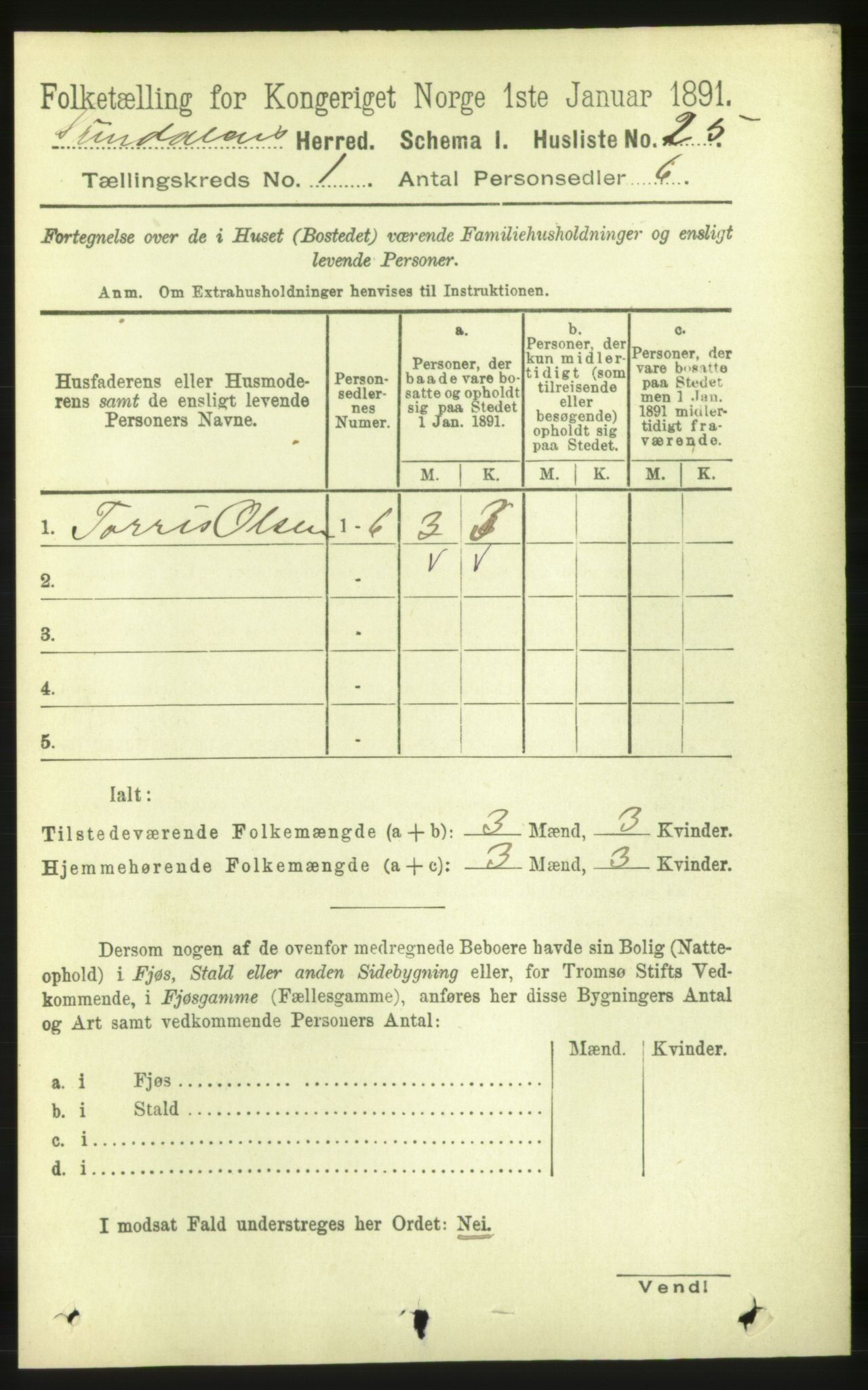 RA, 1891 census for 1563 Sunndal, 1891, p. 46