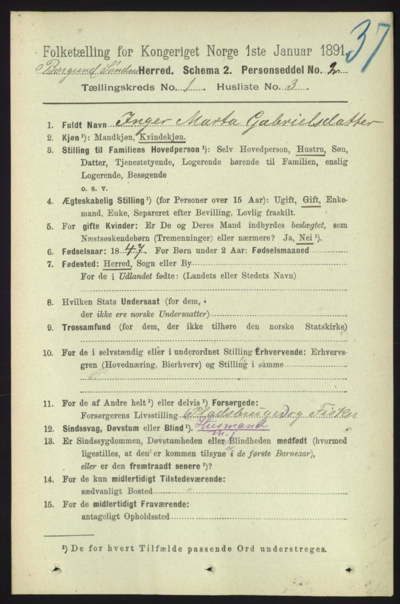 RA, 1891 census for 1531 Borgund, 1891, p. 132