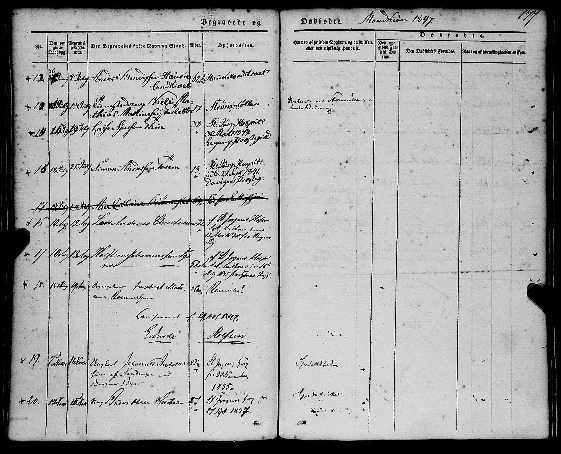 St. Jørgens hospital og Årstad sokneprestembete, AV/SAB-A-99934: Parish register (official) no. A 4, 1844-1863, p. 177